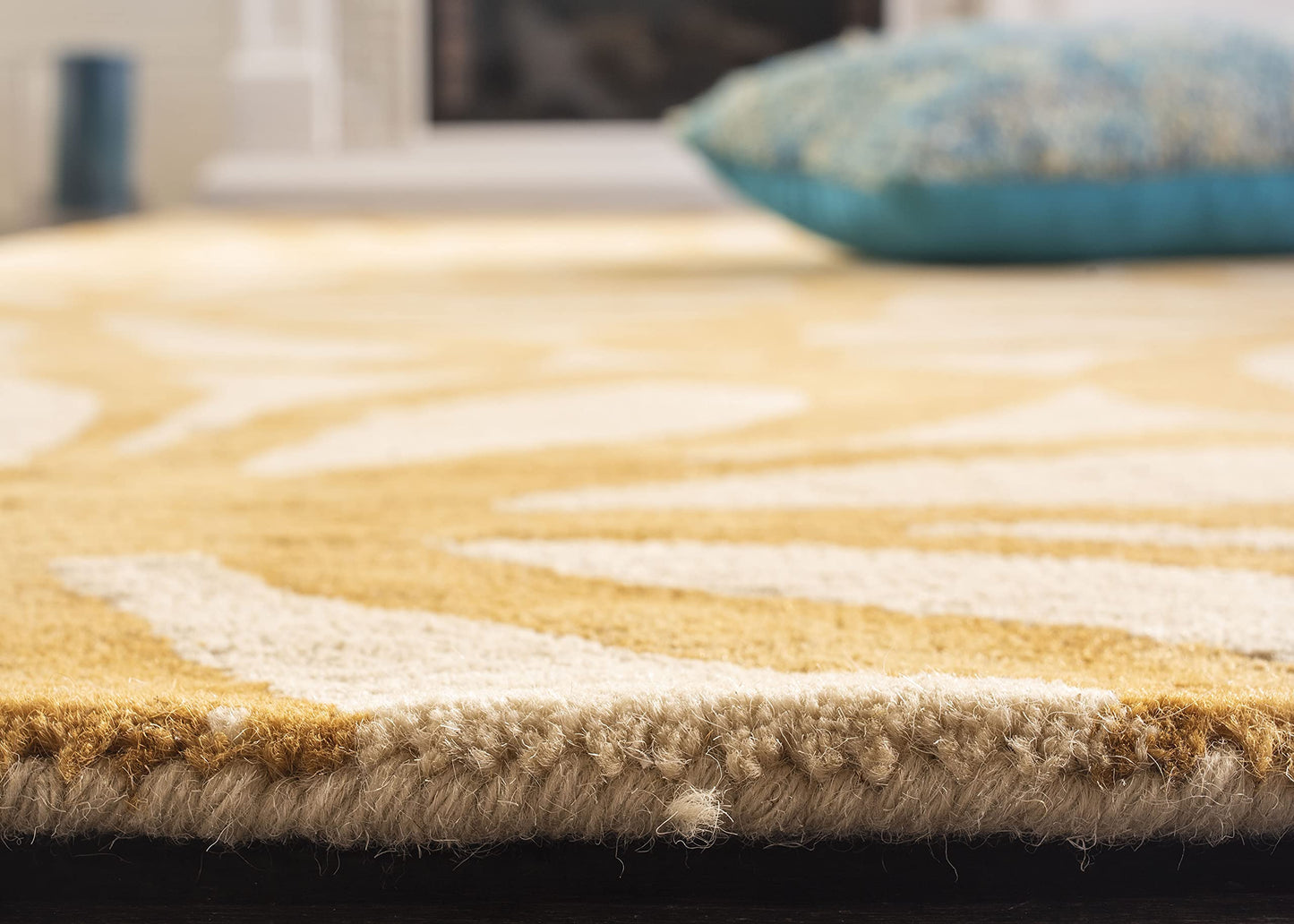 SAFAVIEH Dip Dye Collection Runner Rug - 2'3" x 12', Beige & Gold, Handmade Floral Watercolor Wool, Ideal for High Traffic Areas in Living Room, Bedroom (DDY527M)