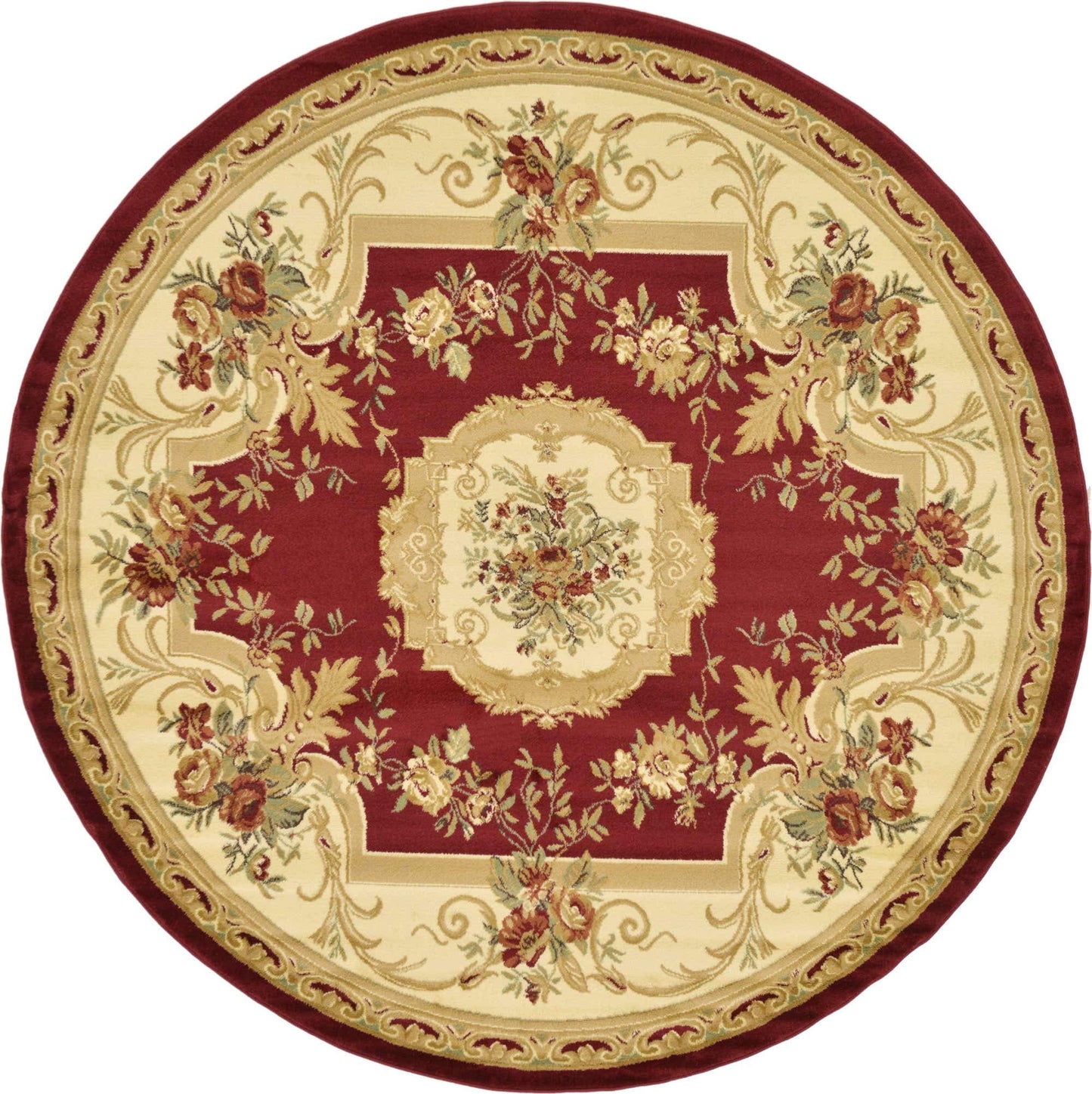Unique Loom Versailles Collection Area Rug - Henry (7' 10" Round Red/Brown)