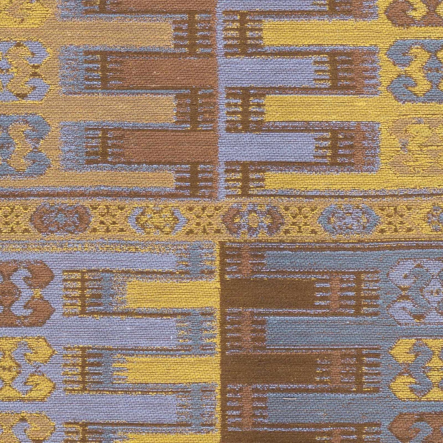 Hauteloom Bearden Recycled Material Area Rug - Geometric Striped Patchwork Abstract Border - Traditional Transitional Tribal Mid-Century Modern - Dark Red, Olive, Light Blue, Yellow, Brown - 2' x 3'