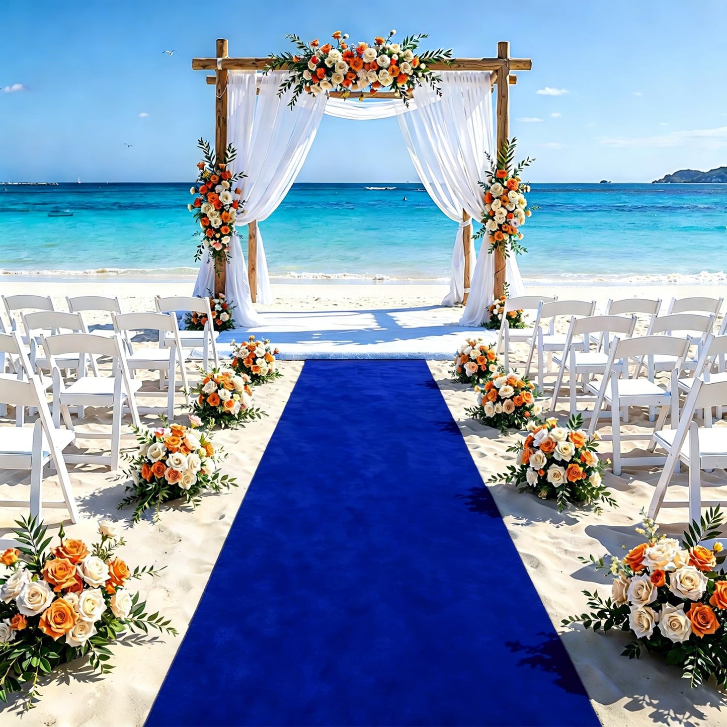 FUHSY Royal Blue Velvet Aisle Runner - 4x15FT Luxury Wedding Carpet for Indoor/Outdoor Ceremony & Party