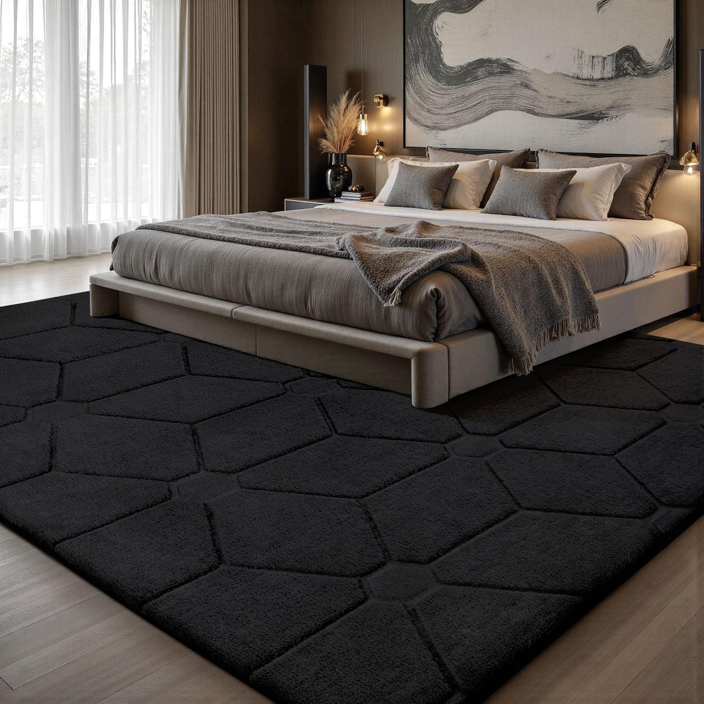 Sour Lemon 10x14 Area Rugs for Living Room, Soft Large Area Rug Fluffy Grey Rugs for Bedroom, Machine Washable Area Rug Non Slip Carpet Rug for Living Room Playroom Kids Room Home Decor