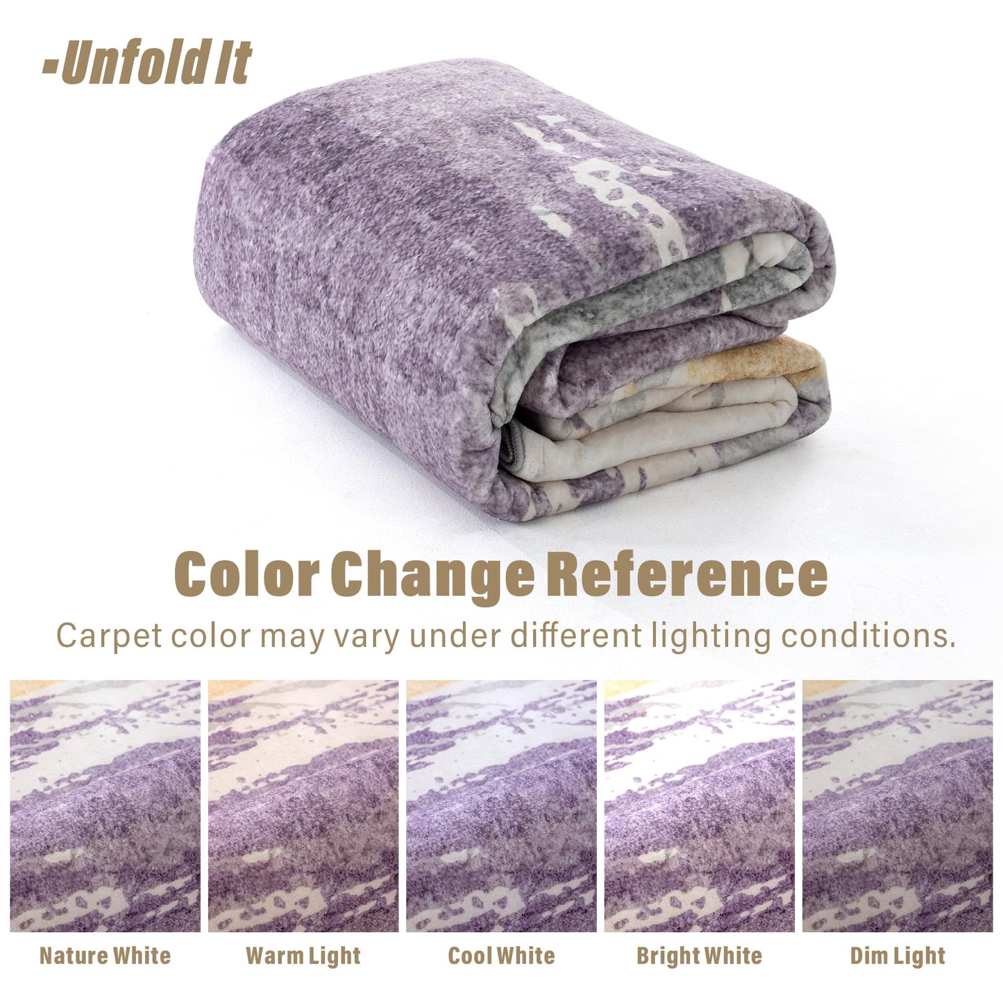 Carvapet 5x7 Large Purple Rugs for Living Room Bedroom, Washable Purple Modern Abstract Low Pile Carpet with Rubber Backing, Foldable, Non Slip Thin Area Rug, Ultra Soft