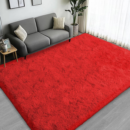 Lairep Large Area Rugs for Living Room Bedroom, 6x9 Feet Red Fluffy Shag Rugs, Ultra Soft Shaggy Plush Fuzzy Modern Indoor Throw Floor Carpet for Kids Girls Boys Dorm Nursery Home Decor Aesthetic