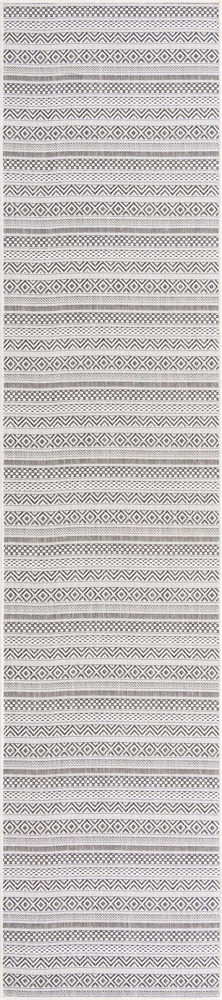 Unique Loom Outdoor Striped Collection Area Rug - Maia (2' 7" x 12' Runner, Beige/Ivory)