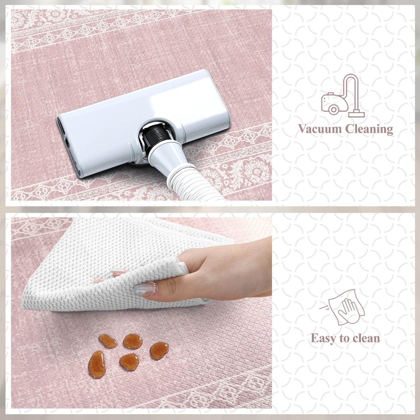 LEEVAN Pink Kitchen Mat Sets of 2,Anti Fatigue Cushioned Memory Foam Kitchen Mats for Floor,Farmhouse Ergonomic Waterproof Cute Boho Kitchen Floor Mat,Sink,Laundry,Home,Office(17''x29''+17''x47'')