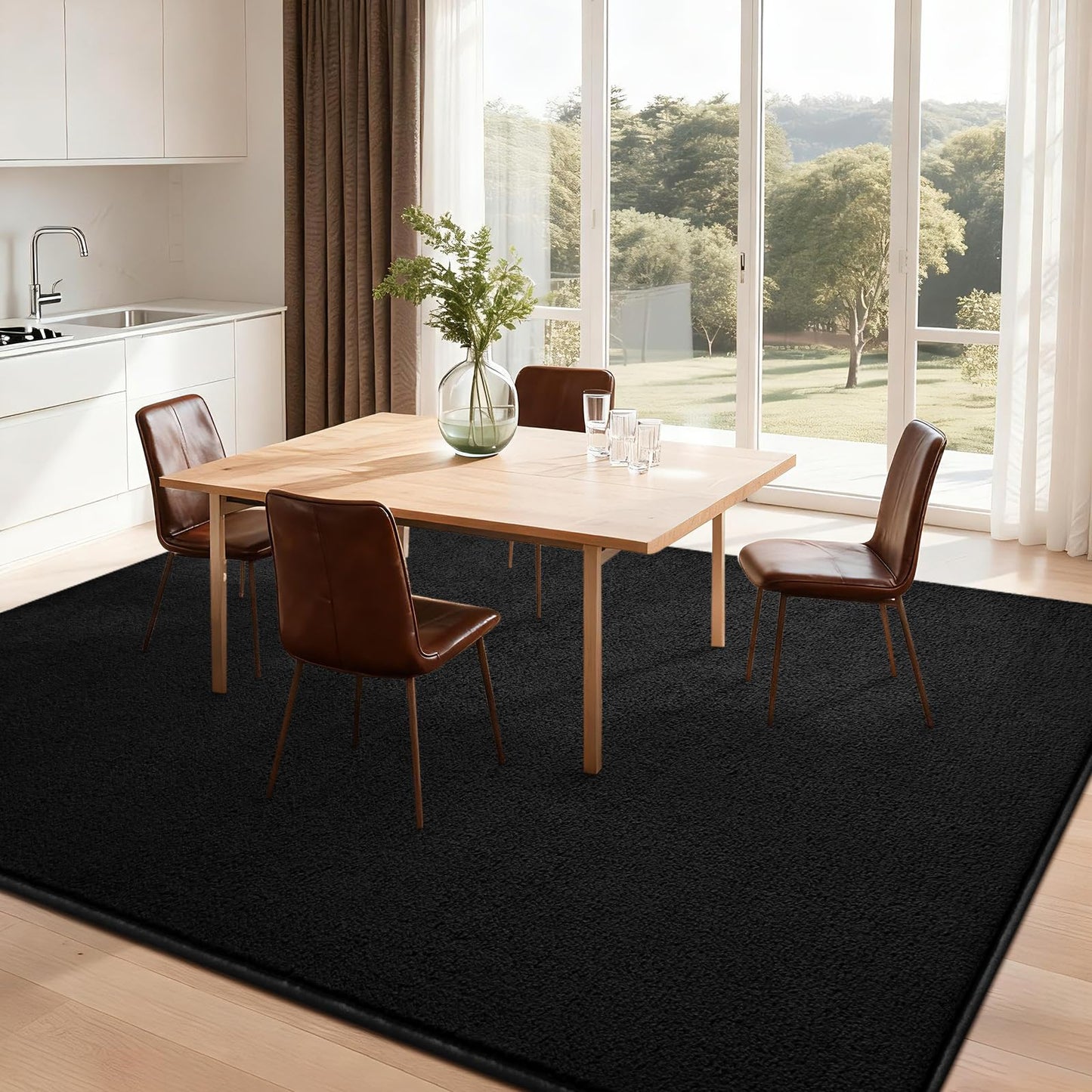 Nuttumico Large Modern Area Rugs for Bedroom Living Room, 4x6 Feet Black Rug, Thickened Memory-Foam Indoor Carpets, Minimalist Rug for Boys Girls, Soft, Non-Slip and Machine-Washable