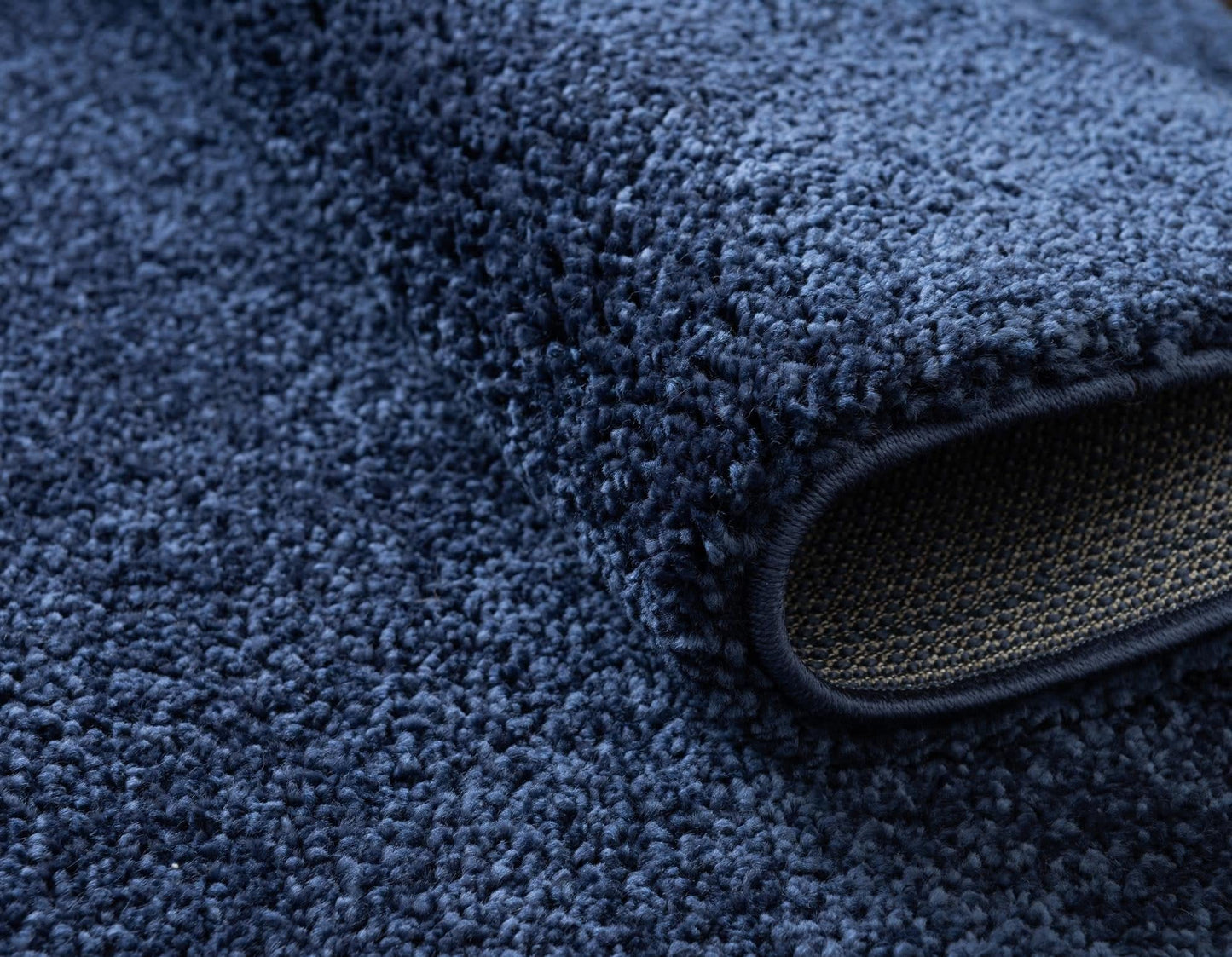 Unique Loom Solo Collection Area Rug - Calabasas (3' 3" x 5' 3" Oval, Navy Blue)