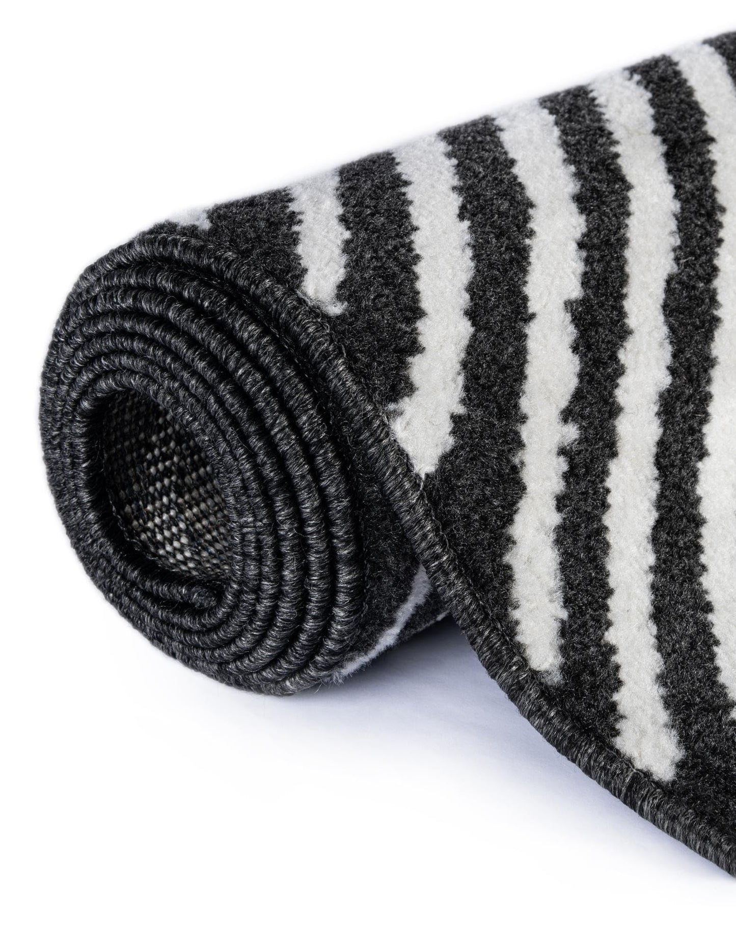 Rugs.com - Oslo Rug – 8 Ft Square Black Easy-Clean Area Rug – Bold Geometric Stripes, Perfect for Living Rooms, Bedrooms, and Home Offices