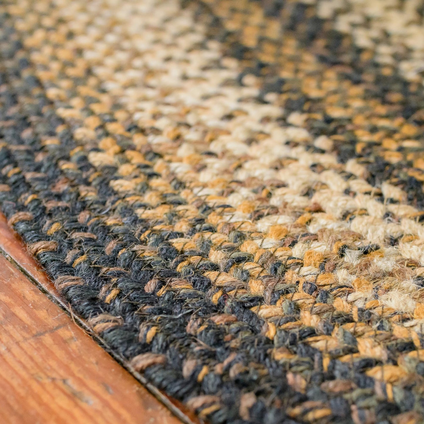 Kilimanjaro Jute Braided Rug 27x45 Black & Tan – Country Primitive Braided Rugs for Entryway, Kitchen & Bedroom – Durable, Reversible & No-Shed Braided Kitchen Rugs
