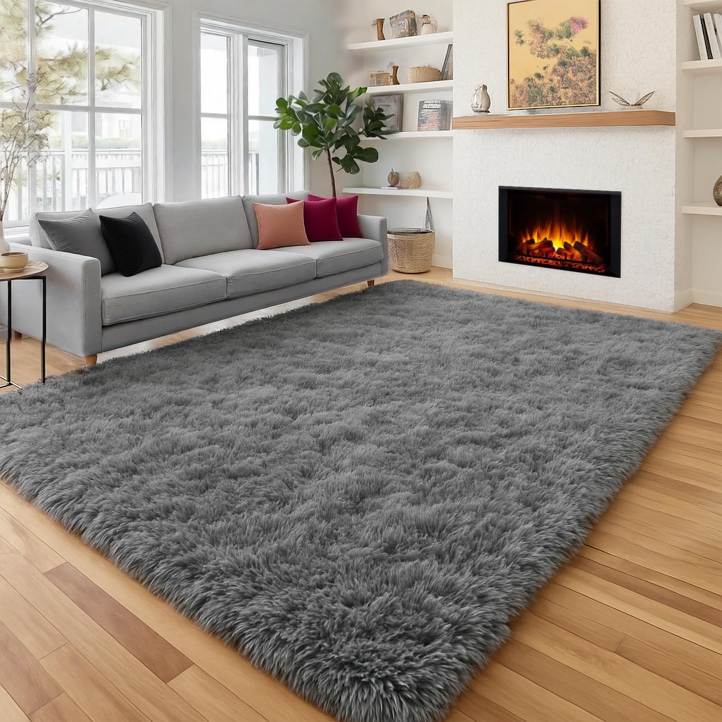 PAGISOFE 8x10 Living Room Rug Grey, Soft Large Rugs for Bedroom, Thick Shaggy Big Carpet, Plush Fur Kids Rugs for Playroom, Fuzzy Modern Area Rug for Classroom, Home Decor, Shag Indoor Fluffy Rug