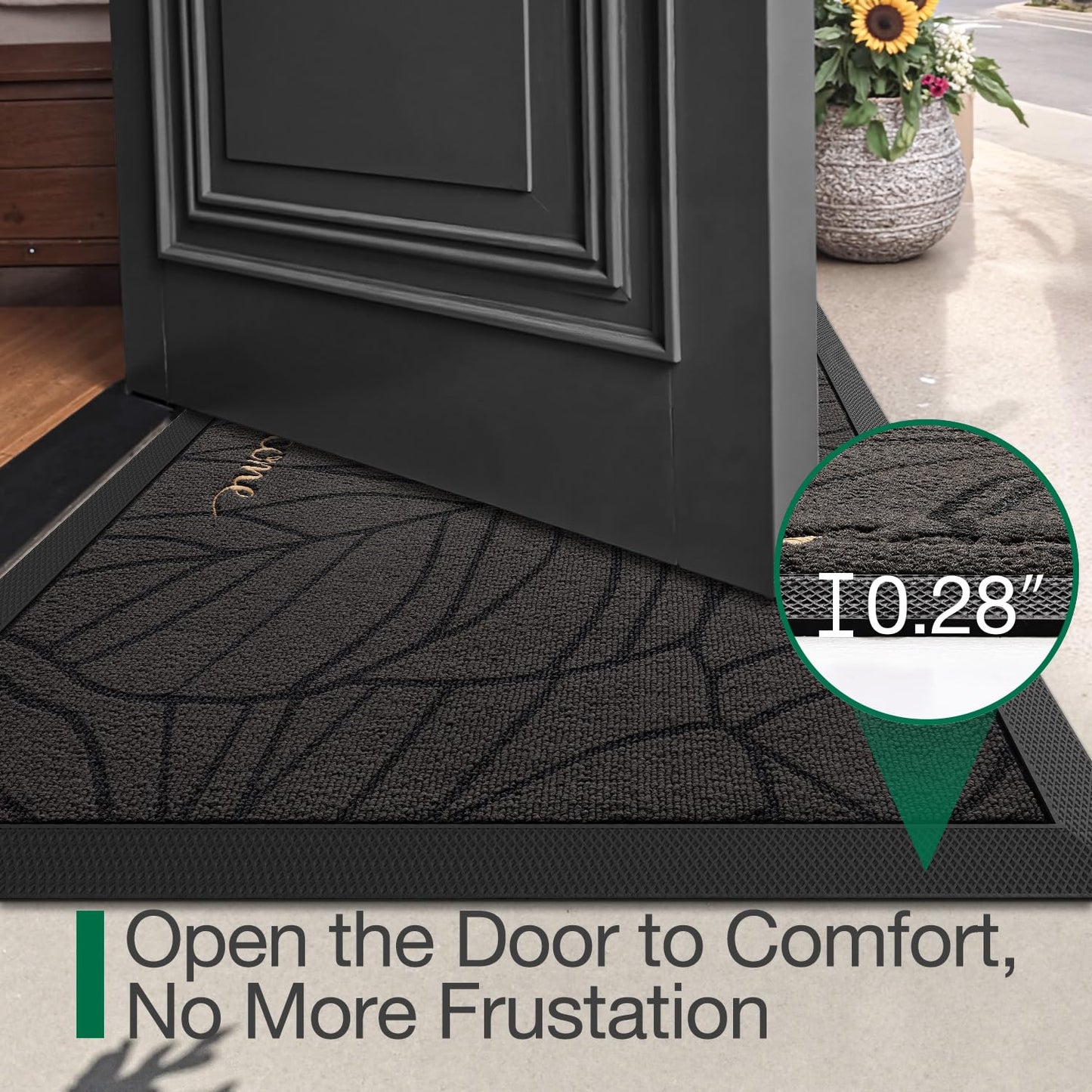 LUMI Outside Welcome Door Mat 20x32, Non-Slip Heavy Duty Dirt Trapper, Grey