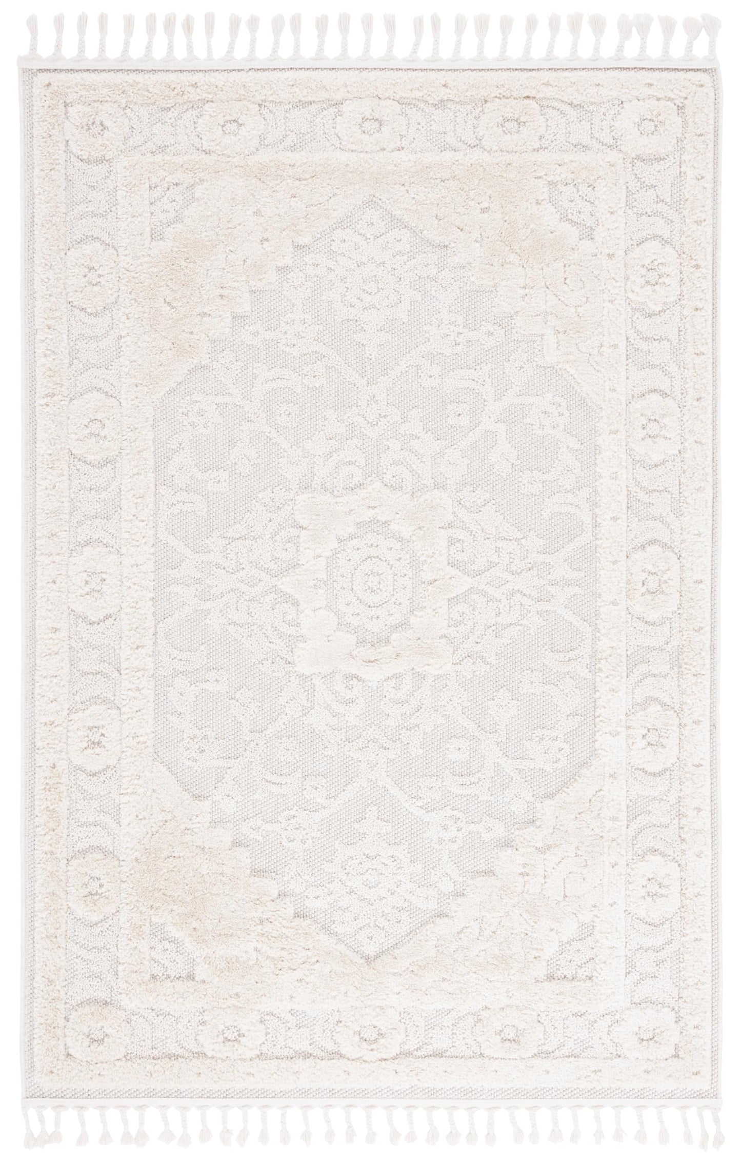 SAFAVIEH Chloe Collection Area Rug - 5' x 7'6", Ivory, Rustic Design, Braided Tassel, Ideal for The Living Room, Bedroom, Dining Room (CLO103A-5)
