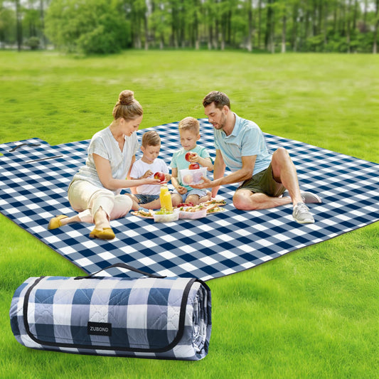 ZUBOND Large Picnic Blanket Outdoor Picnic Mat Waterproof Foldable 80''x80'', Beach Blanket Sandproof for LawnPark, Grass, Travel, Hiking, Camping Essentials, Vintage Gingham Picnic Blanket