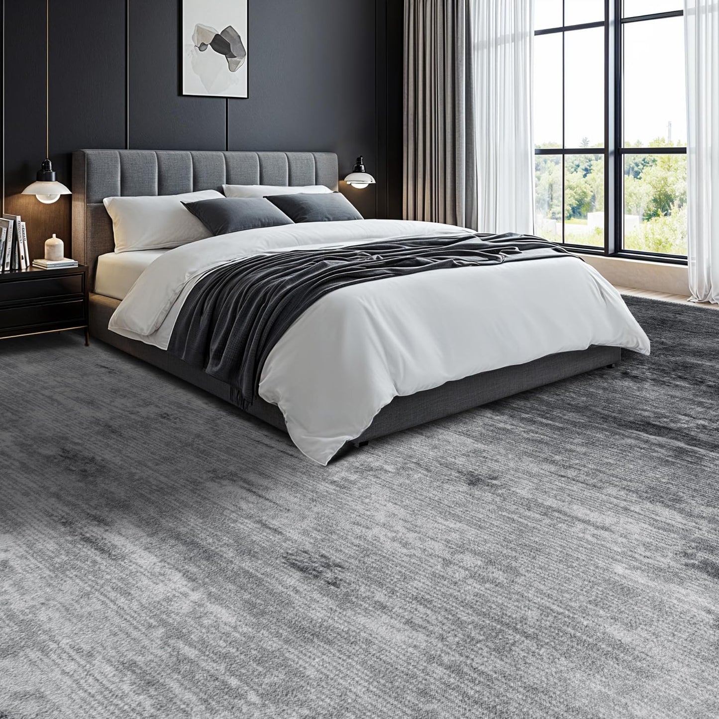 LIANLAM Washable Rug 9x12 Area Rugs for Living Room - Stain Resistant Non-Slip Backing Boho Rug for Bedroom,Durable & Ultra-Thin Vintage Large Area Rug(9x12,Gray)