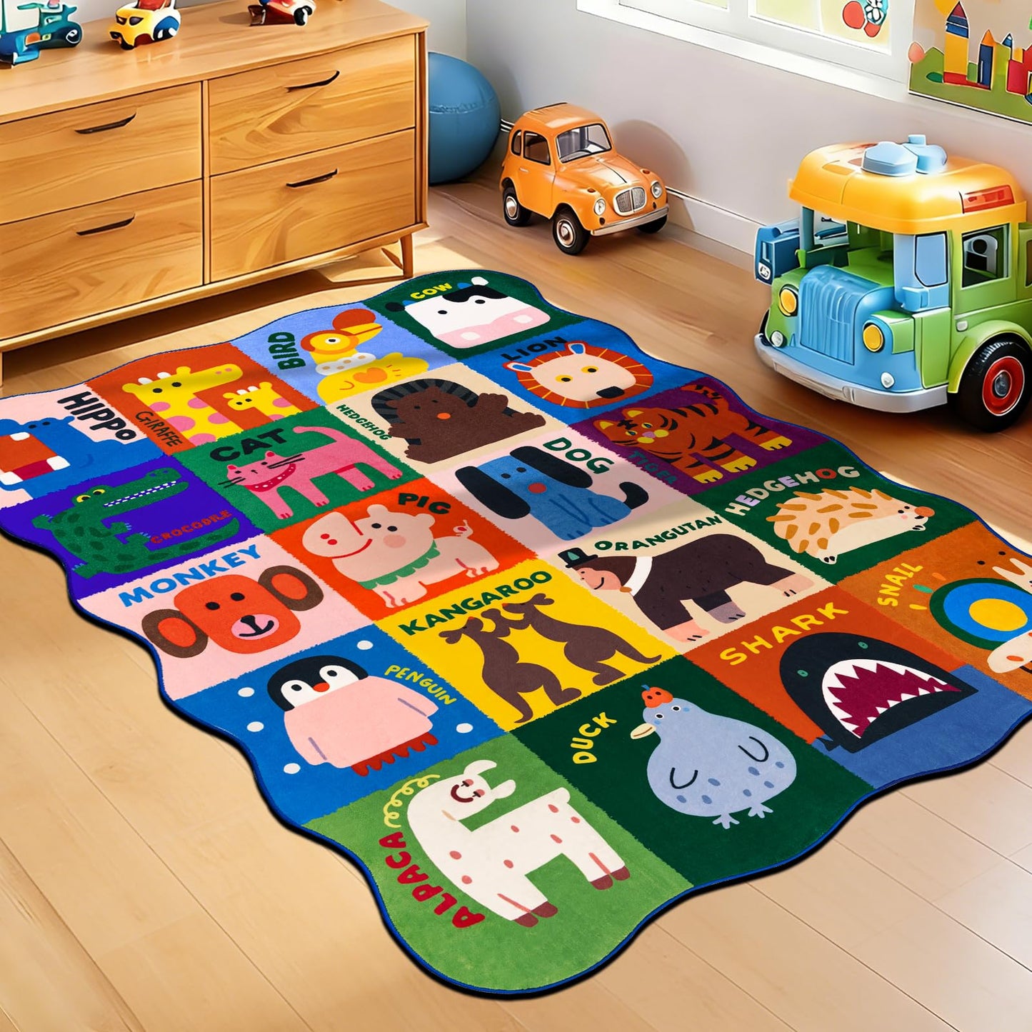 Kids Rugs for Playroom,3x5 Feet Upgrade Ultra Non Slip Area Rug, Washable Play Mat Rug Cute Animal Carpet for Classroom Toddler Nursery Kids Room Decor