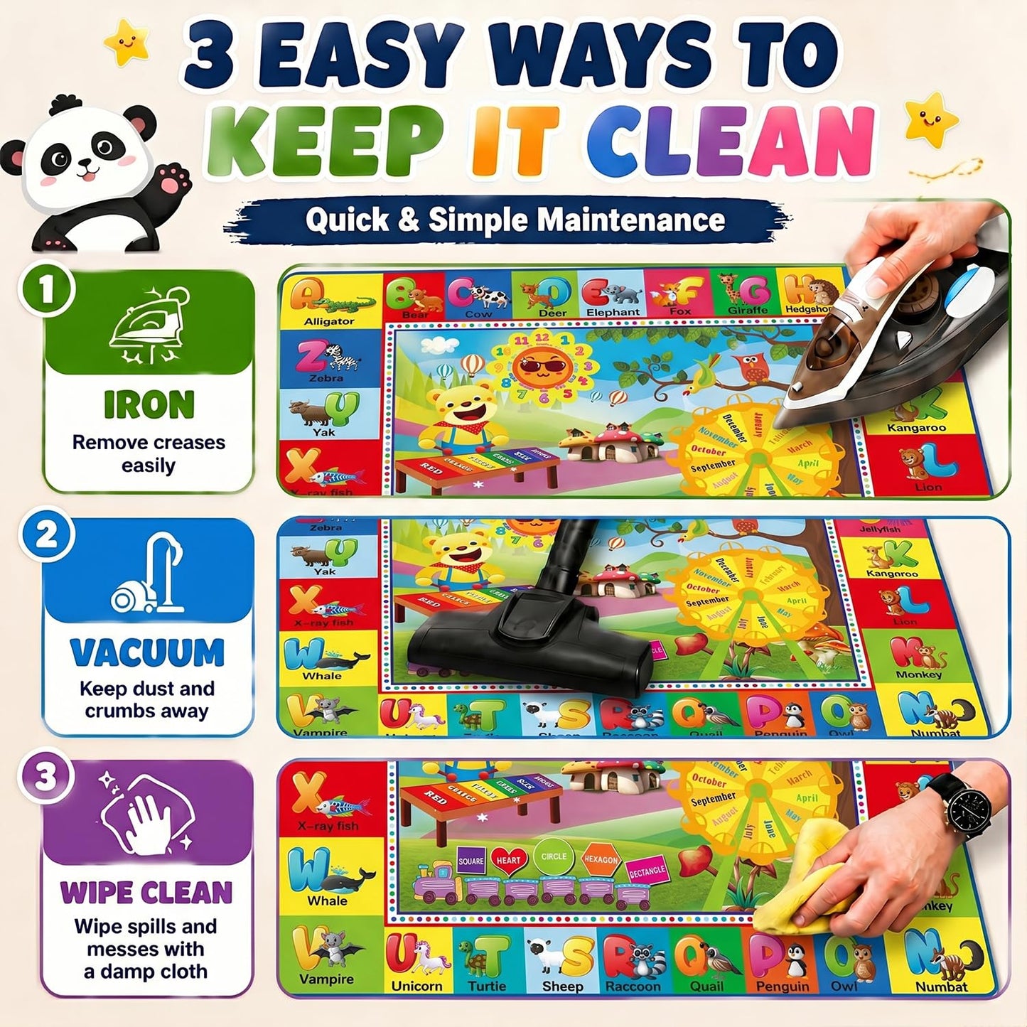 ABC Kids Play Rug, Non-Slip Classroom Carpet,59" x 39.4''