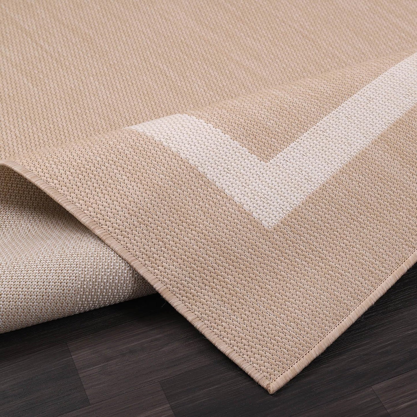 Luul Home Bordered Outdoor Rug 9x12 Washable Outside Carpet for Indoor Patio Porch Waterproof Easy Cleaning Non Shedding Area Rugs Beige 9 x 12
