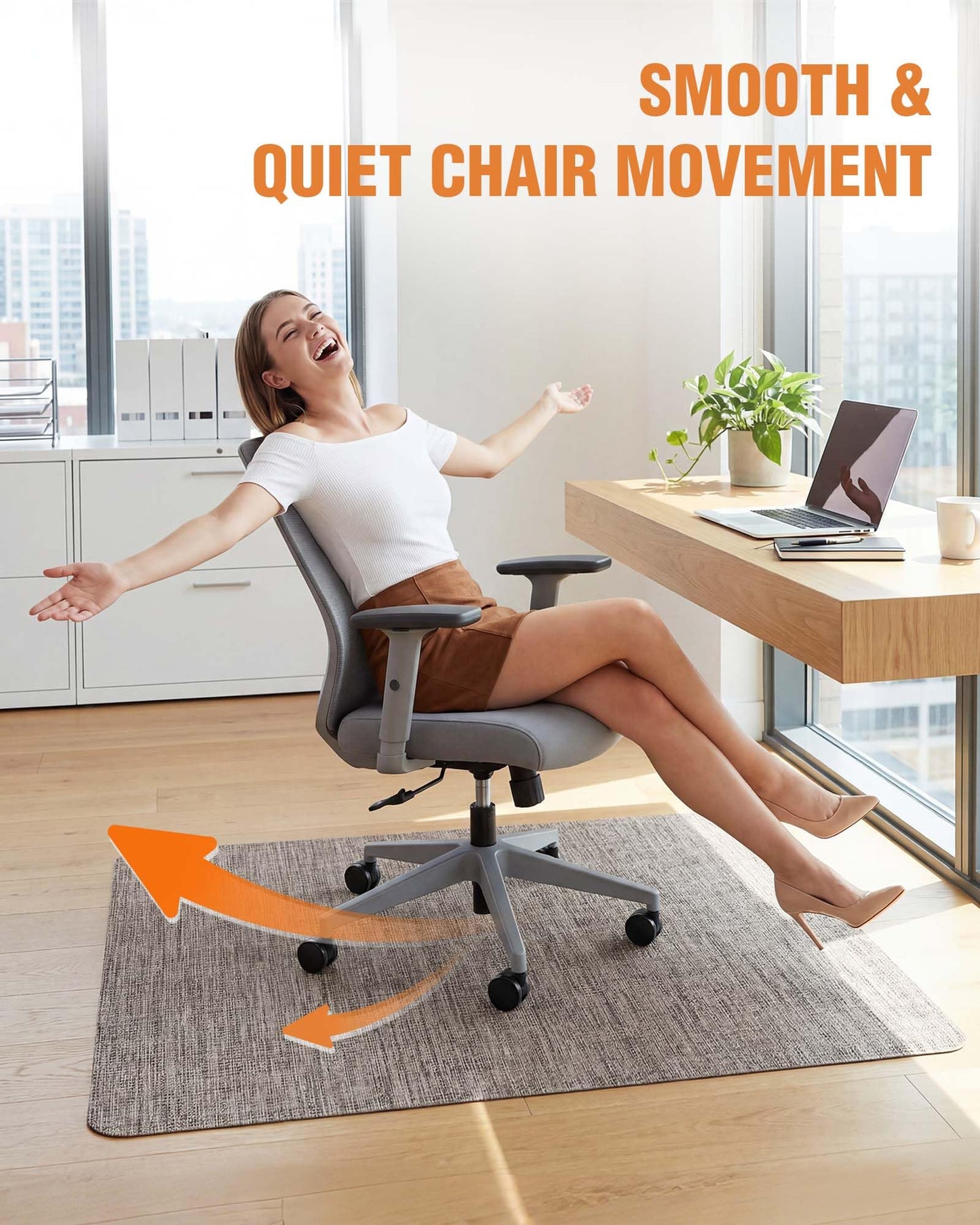 Carvapet Office Chair Mat for Hardwood Floor, 36x48 Inch Heavy Duty Floor Protector, Non Slip Desk Chair Mat for Rolling Computer Gaming Chairs, Easy to Clean Light Brown
