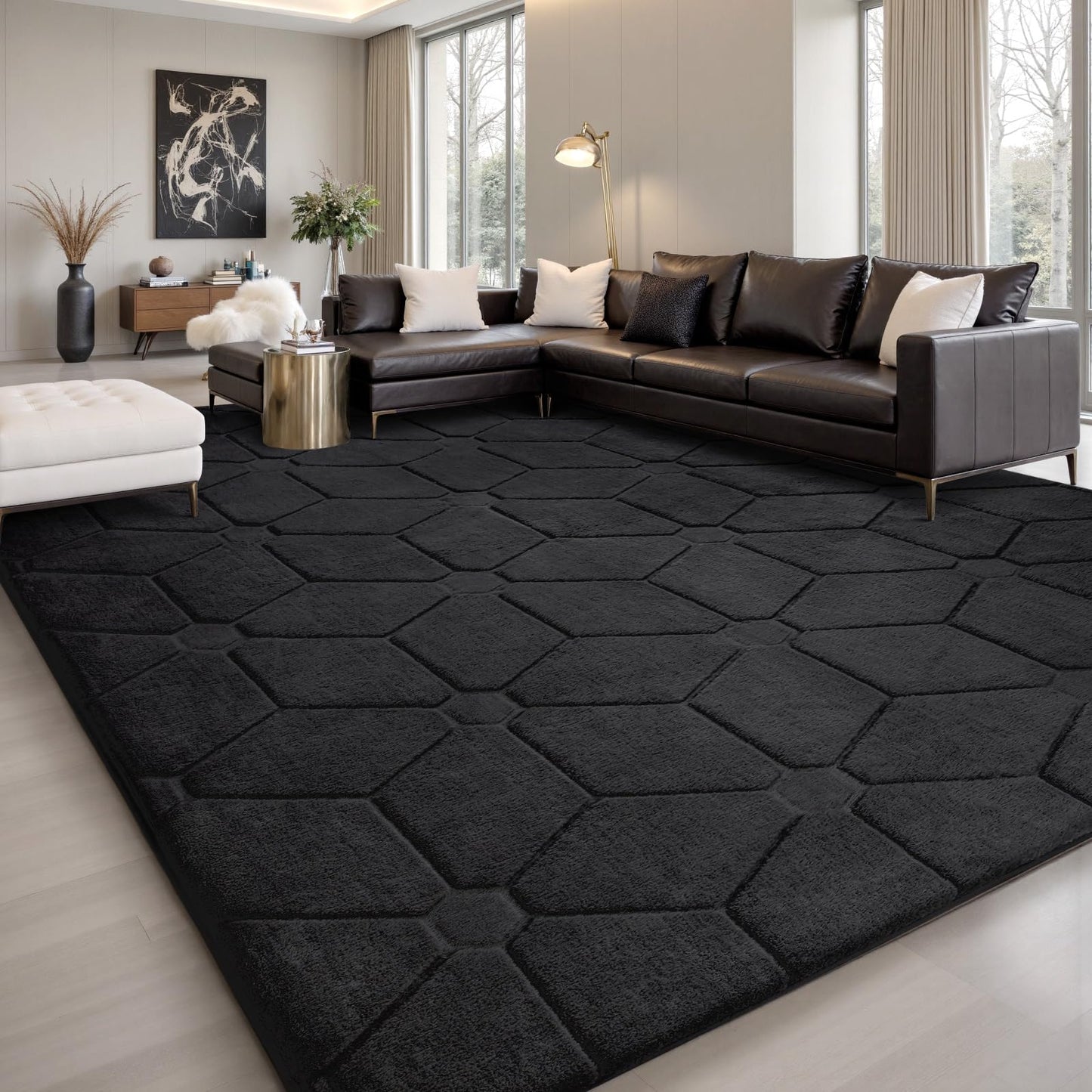 Sour Lemon Area Rugs 9x12 Living Room, Soft Large Area Rug Fluffy Grey Rugs for Bedroom，Machine Washable Area Rug Non Slip Carpet Rug for Living Room Playroom Kids Room Home Decor