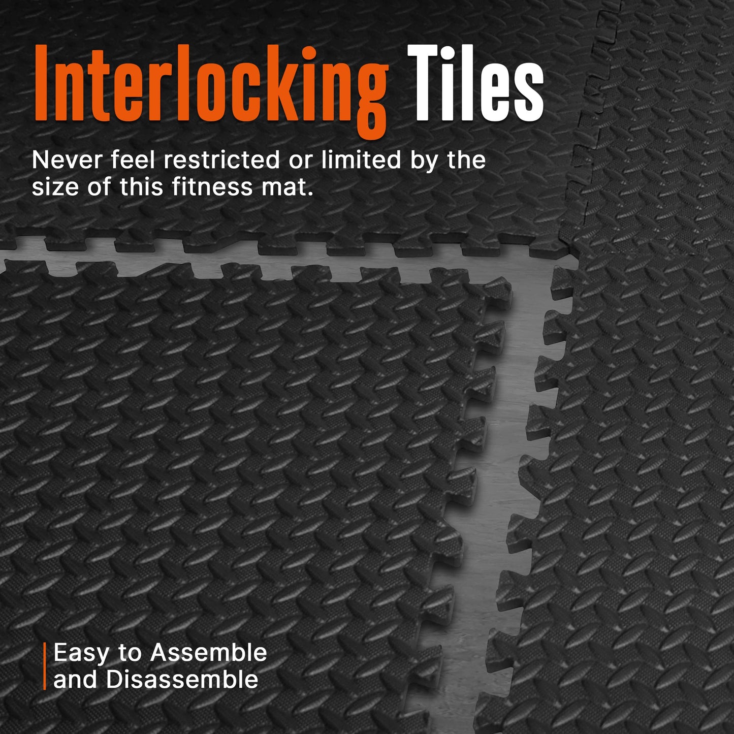 SQUATZ 6-Piece Puzzle Exercise Mat Tiles, EVA Foam Interlocking Black Gym Floor Tiles for Home Workout, Thick Protective Cushion for Equipment, Water Resistant, Reduces Noise, Easy Clean, 24"x24" each