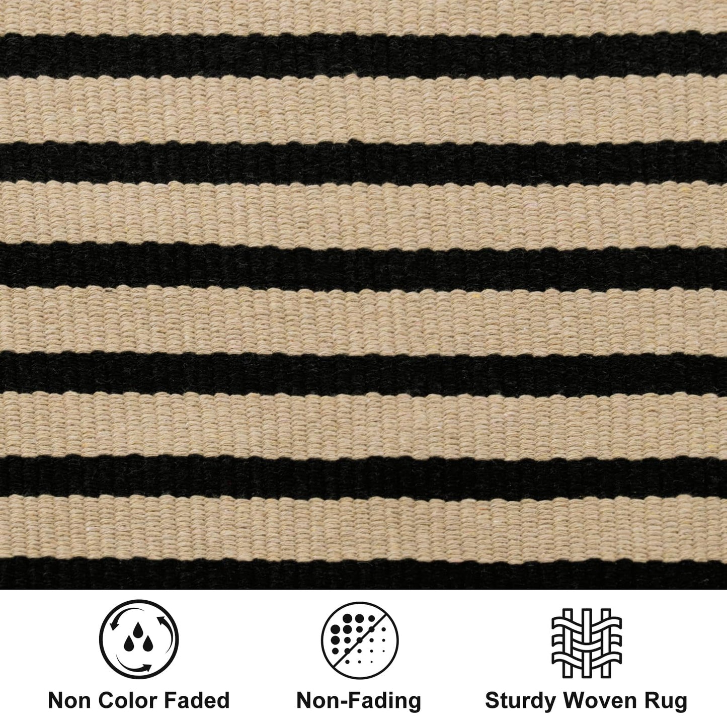 LEEVAN Outdoor Door Mat 2'x3' Washable Welcome Mat Woven Black and White Entryway Rug Farmhouse Front Porch Decor Outside Entrance Striped Outdoor Floor Mats