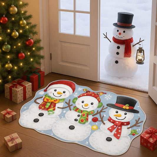 Yuefunny Winter Snowman Rug Snowman Indoor Decor White Non Slip Soft Floor Mat Winter Decorative Rug for Xmas Bathroom Kitchen Bedroom Home Decoration Gift 35 x 22 Inch