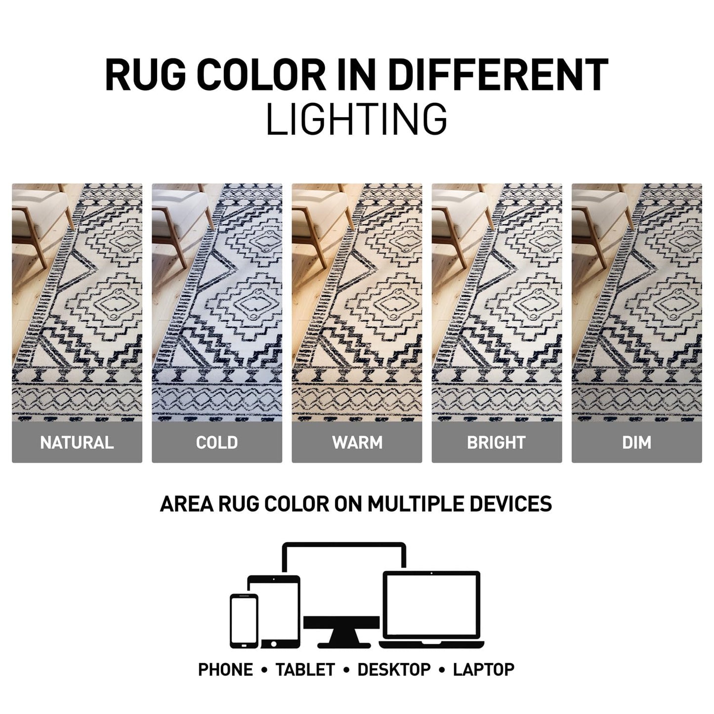 Rugshop Cream and Black Southwestern Tribal Area Rug – Boho Geometric Diamond Pattern Carpet for Living Room, Bedroom, or Entryway – Soft Modern Rustic Floor Décor 2' 3" x 8' Runner Cream