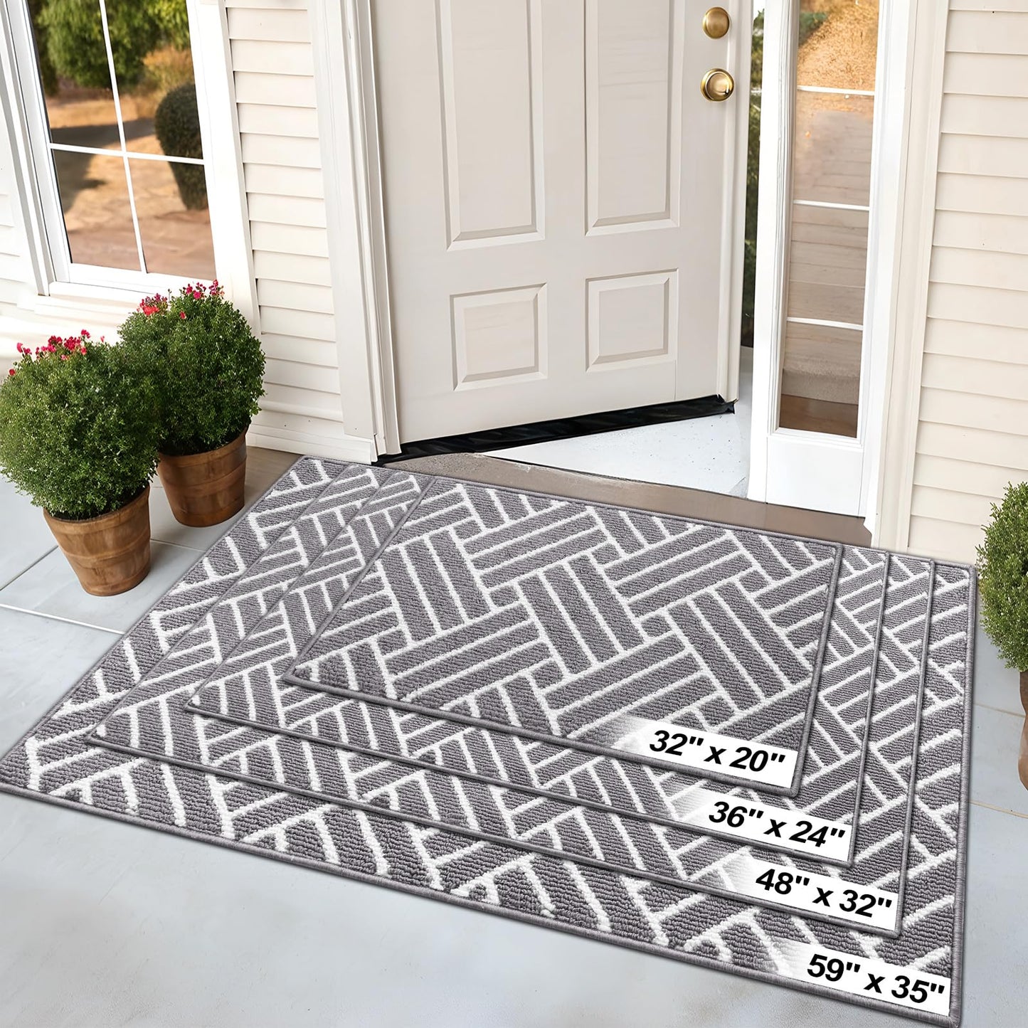 OLANLY Indoor Door Mat, 40x32 Inch, Dirt Resistant and Absorbent, Non-Slip Rubber Backing Floor Mats, Easy Clean Low-Profile Doormat for Entryway, Front Door, and Inside Entrance, Grey