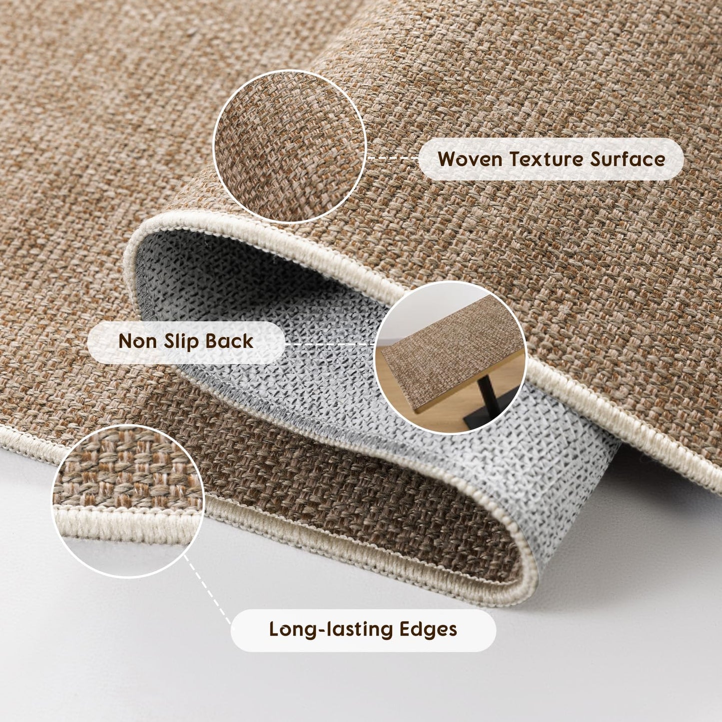 LBRO2M Easy Jute Solid Area Rug 8X10 Washable Rugs for Living Room Bedroom Natural Jute Indoor Outdoor Carpet Durable, Solid Non Shedding Eco Friendly (8X10 Natural)