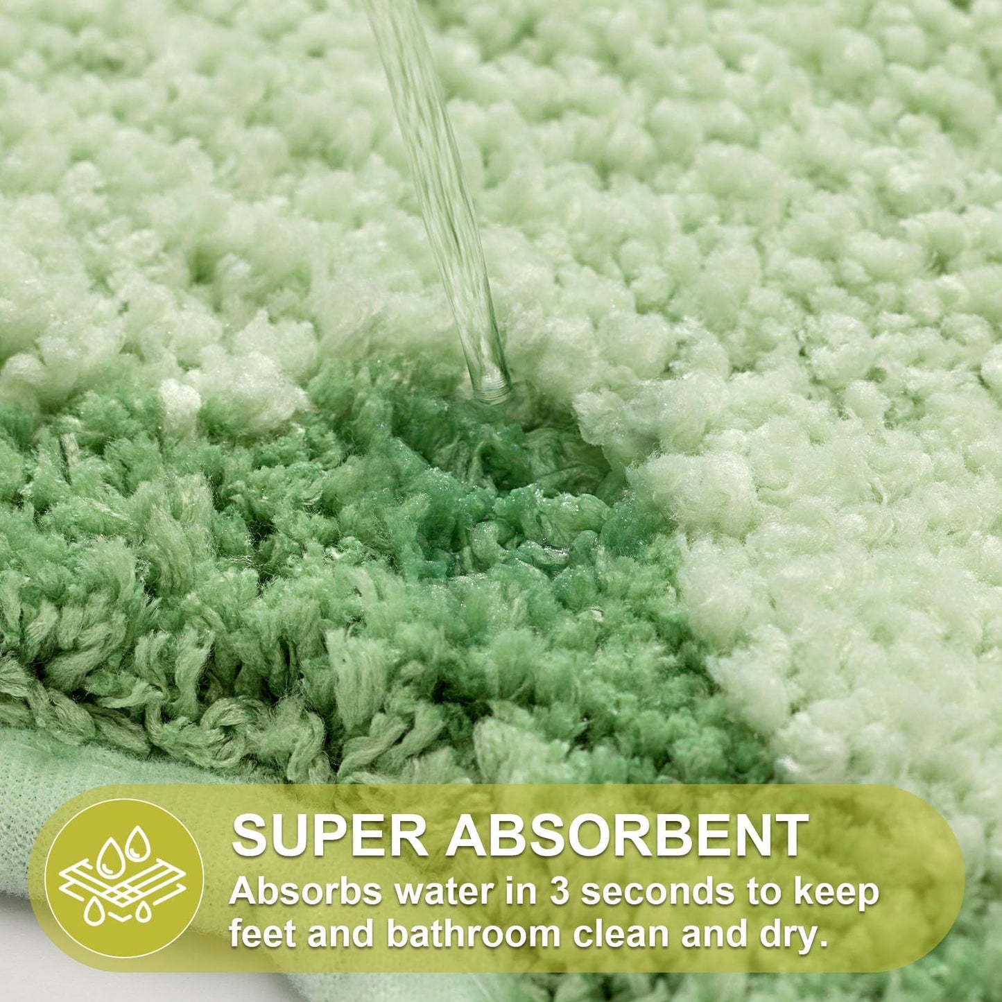 ORTIGIA Small Green Scalloped Bath Mat, Cute Plush Microfiber Scallop Bathroom Rugs Non Slip Washable Quick Dry Absorbent, Bathmat Carpet for Shower Stall Vanities Kitchen Floor Entrance, 17x24