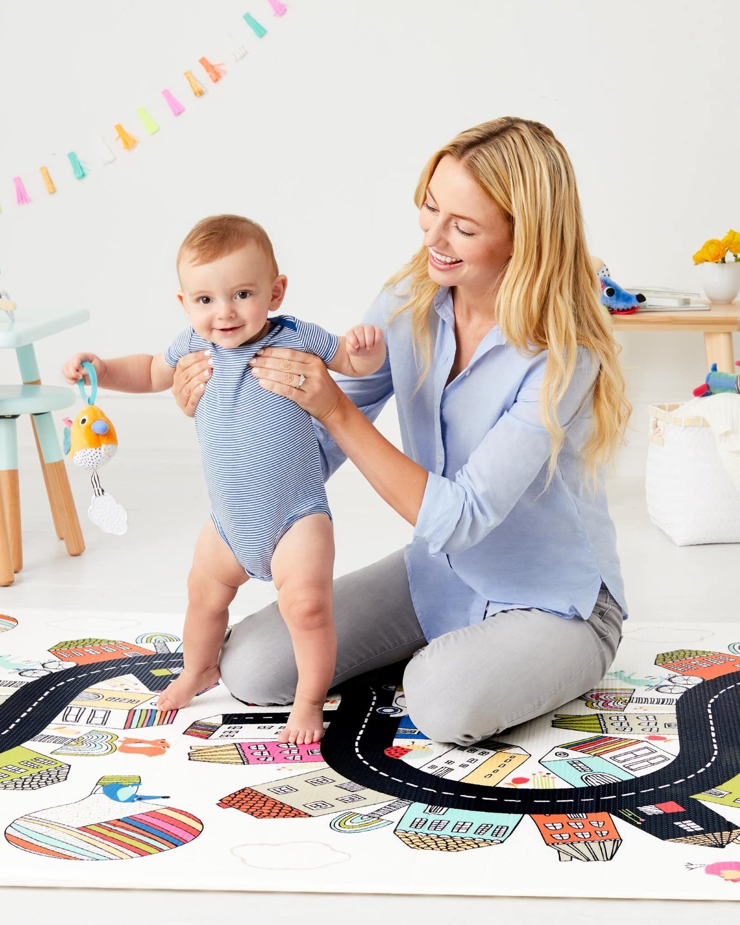Skip Hop Baby Play Reversible Foam Floor Mat, Vibrant Village, 86" X 52",