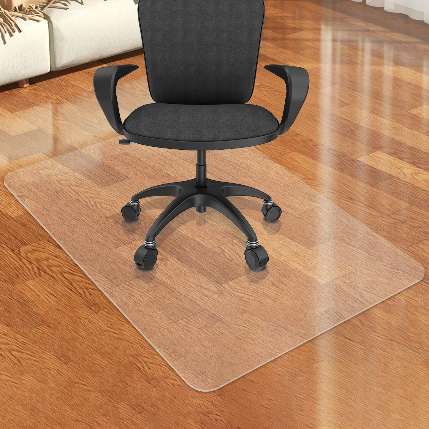 Tcyzest Office Chair Mat for Hard Floors, 36 x 48 inches, 2mm Thick Clear Chair Mat with 4 Non-Slip Pads - Heavy Duty Floor Protector for Rolling Chairs