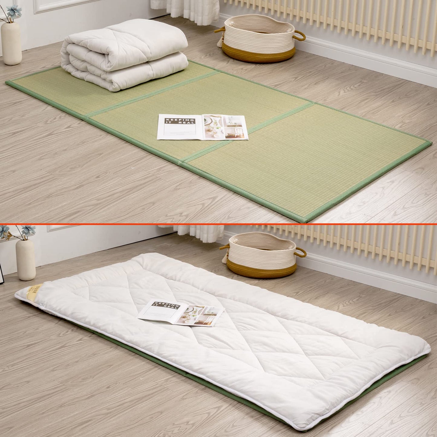 KITBRHOME Natural Igusa Rush Grass Floor Tatami Mat,Twin, 79" x 39" x 0.5"