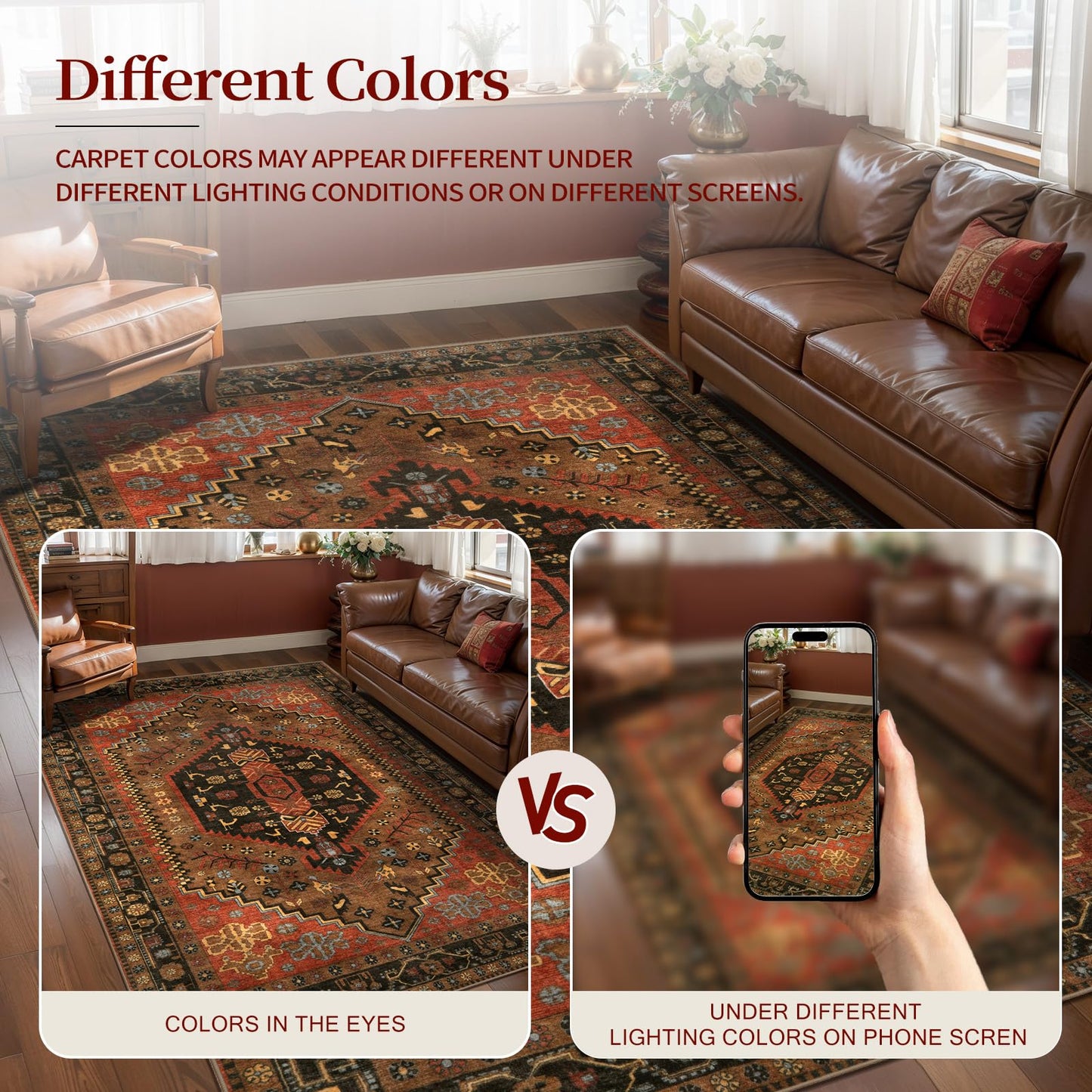 Ciicool Small Area Rug, 2x3ft Red Boho Rug, Ultra Soft Entry Rugs for Entryway, Non-Slip Washable Rugs Oriental Low-Pile Indoor Mat Floor Carpet for Entrance Bedroom Kitchen Bathroom Foyer Decor