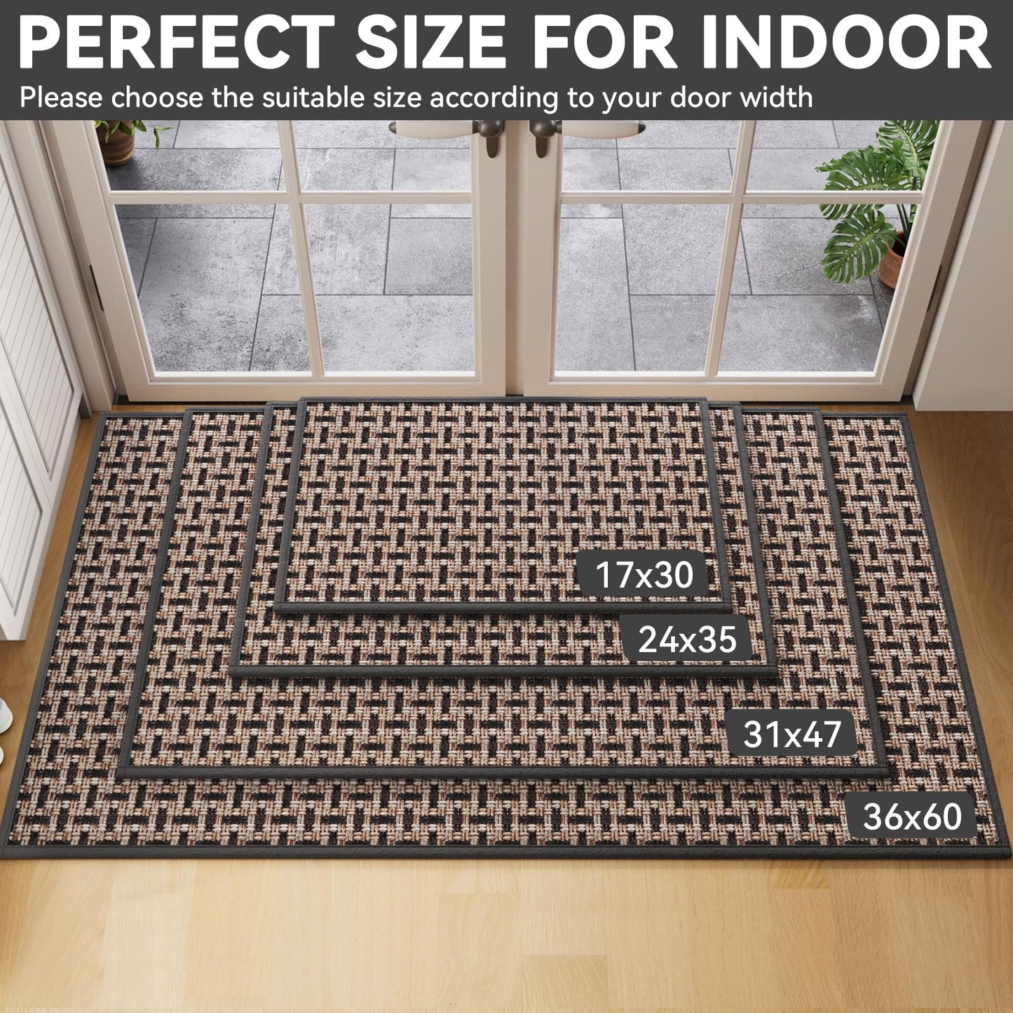 YDKGL Door Mat Entrance 24x35, Dirt Resistant and Absorbent, Non-Slip Rubber Backing Floor Mats, Easy Clean Low-Profile Doormat for Entryway, Front Door, Inside Entrance, Black