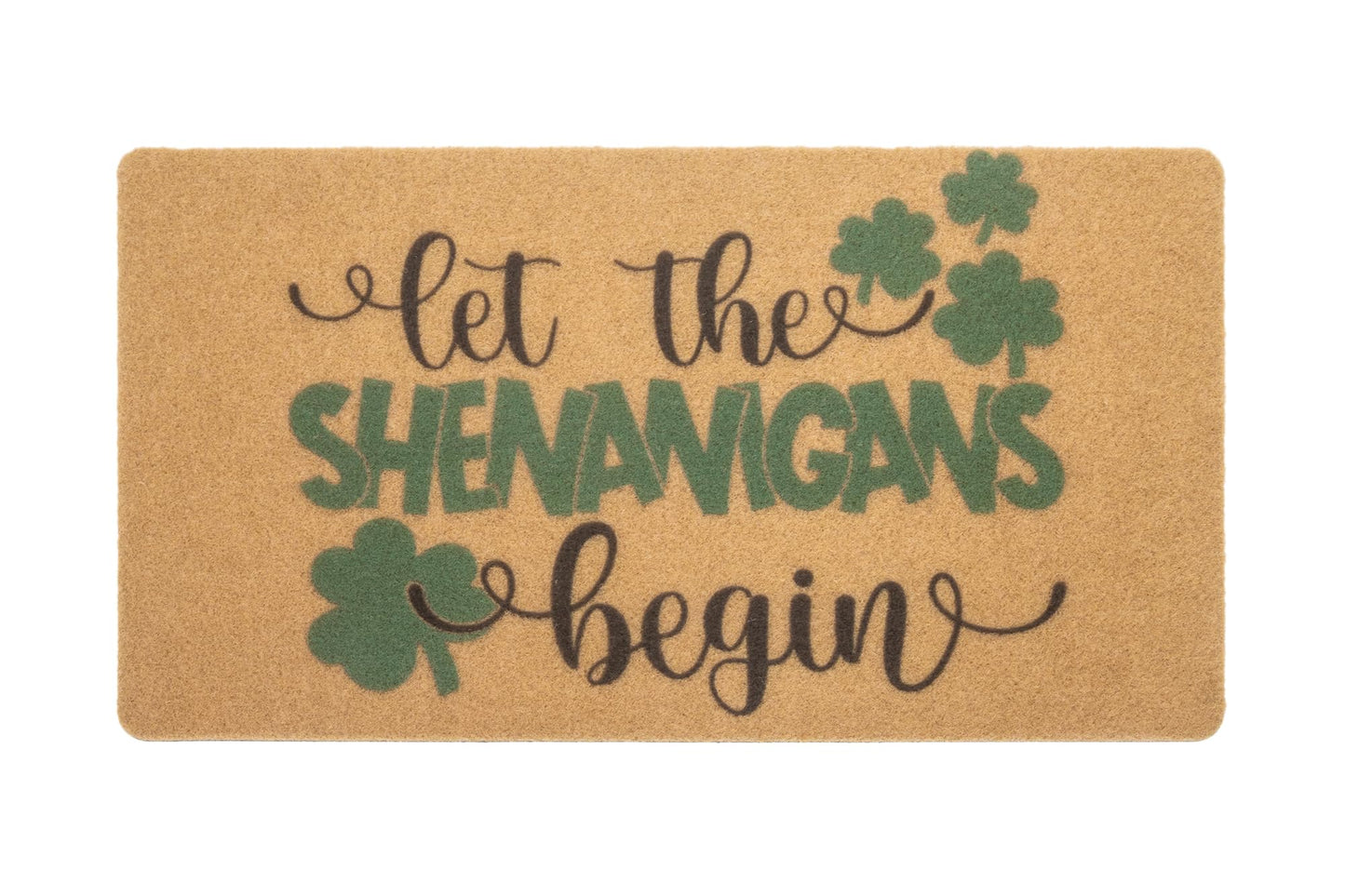 KorhLeoh St. Patrick's Day Entrance-Welcome-Doormat, Shamrocks Front-Door Door Mat Clovers Decorative Artificial Coir Mat 17" X 29"