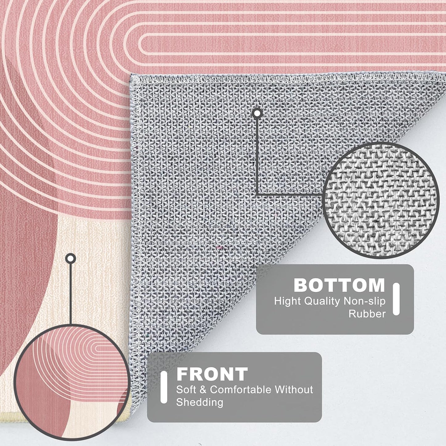 Boho Large Area Rug 4x6 for Living Room Bohemian Rugs Machine Washable Modern Geometric Rug Non Slip Printed Low Pile Indoor Floor Carpet for Dining Room Bedroom Office,Pink