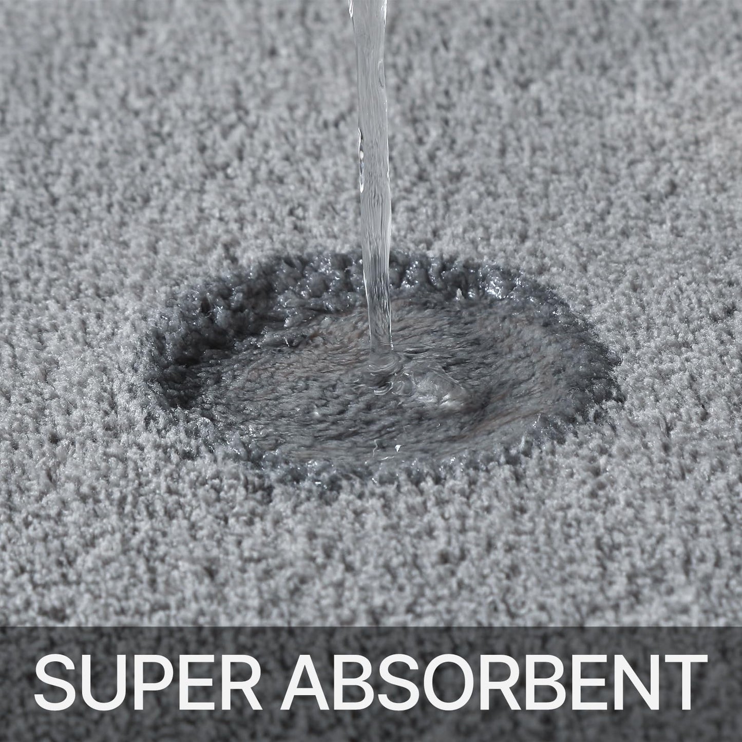HOMEIDEAS Upgraded Bathroom Rugs Set 3 Piece, Ultra Soft Memory Foam Bath Mats, Super Absorbent Non Slip Washable U-Shaped Toilet Bath Rug (Grey, 17"x24"+20"x32"+U-Shaped 20"x24")