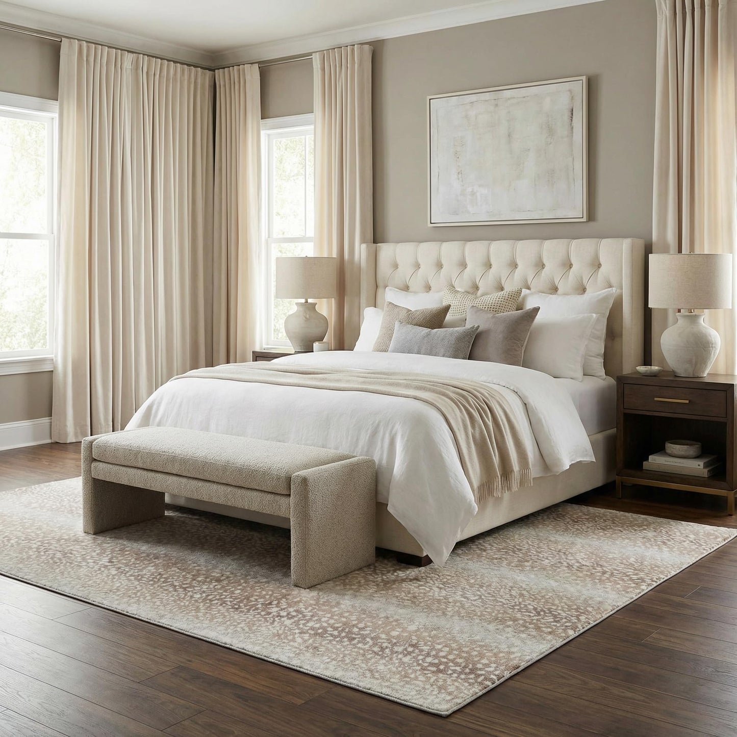 BoutiqueRugs Brown Leopard Contemporary Gray 5x7 Area Rug Ivory Tan Light Slate Animal Print Pointblank Living Room Bedroom Dining Room Home Office Apartment 5'3" x 7'1" Stain Resistant Non-Shedding