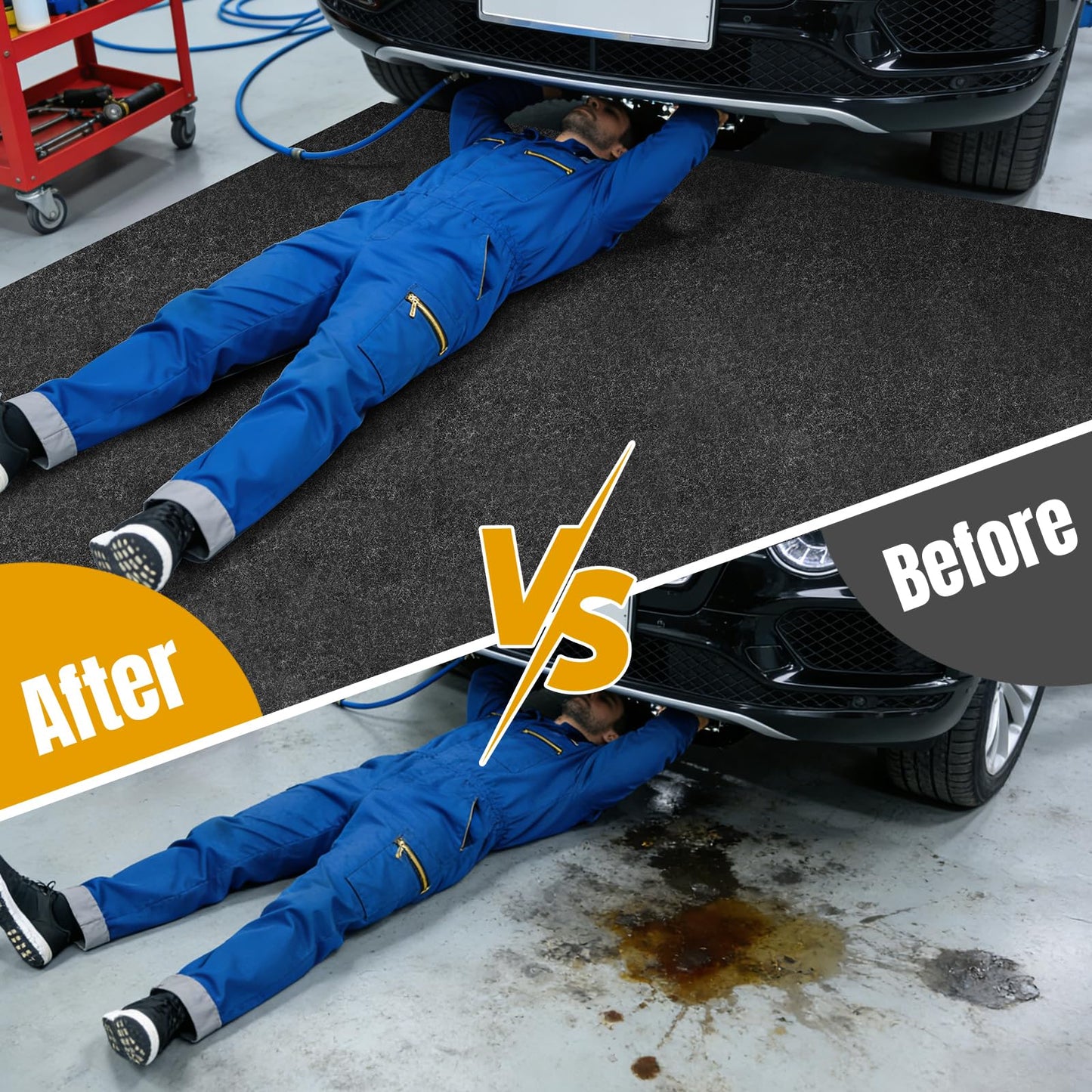 Extra Large Garage Floor Mat 8.8 x 22 FT – Heavy Duty Oil Absorbent Parking Mat with Waterproof Non-Slip Backing,Reusable Washable Floor Protector for Garage,Driveway, Workshop & SUV,Velcro Included