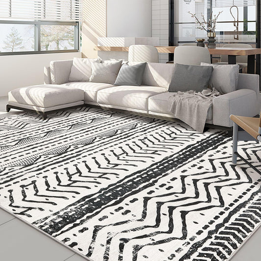 Nakagishi Black Rug Living Room 5X7: Washable Boho Large Neutral Soft Rug Modern Stain Resistant Moroccan Indoor Non-Slip Carpet for Bedroom Kids Playroom Office Dining Room Classroom Dorm