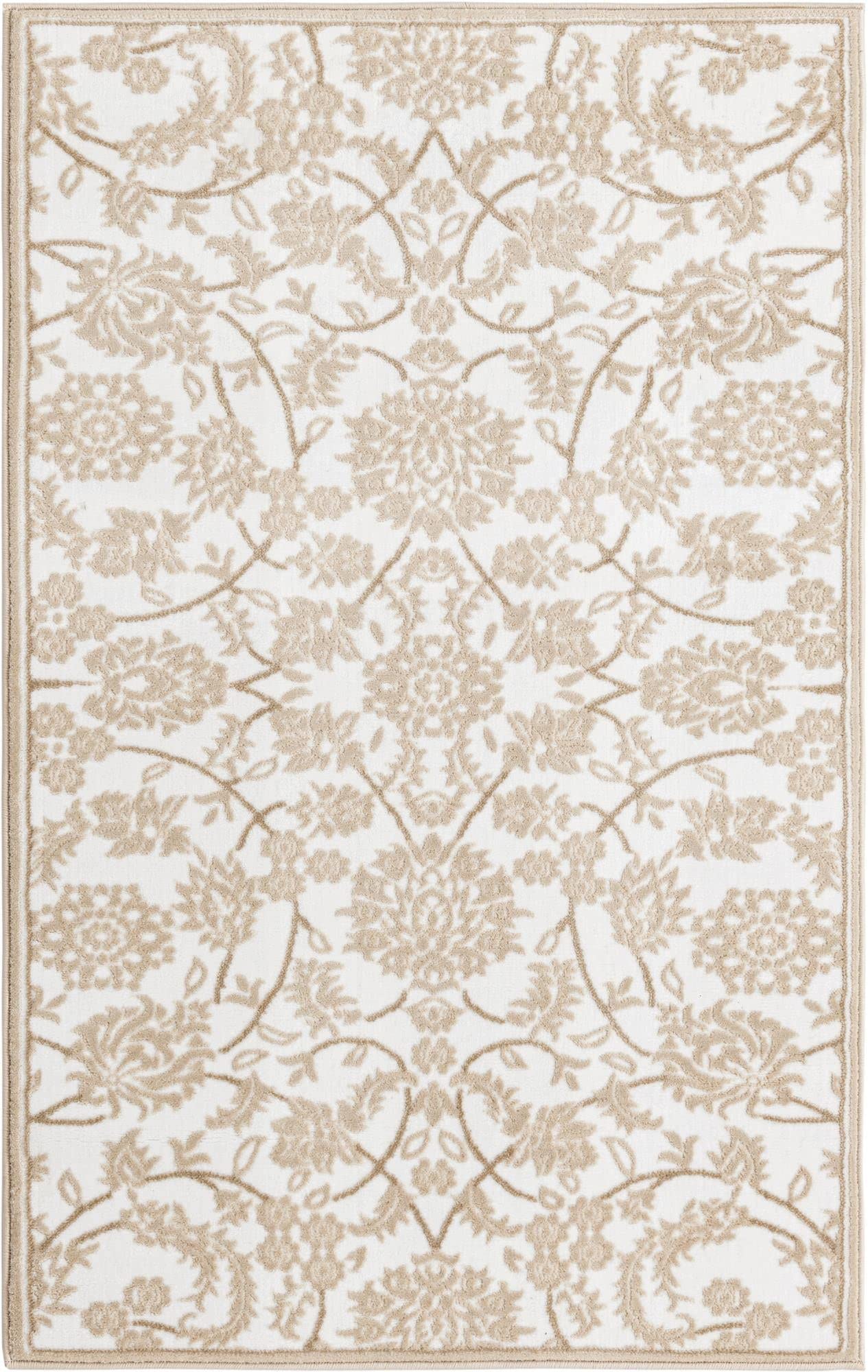 Unique Loom Rushmore Collection Area Rug - Taft (3' 3" x 5' 3" Rectangle, Snow White/ Beige)