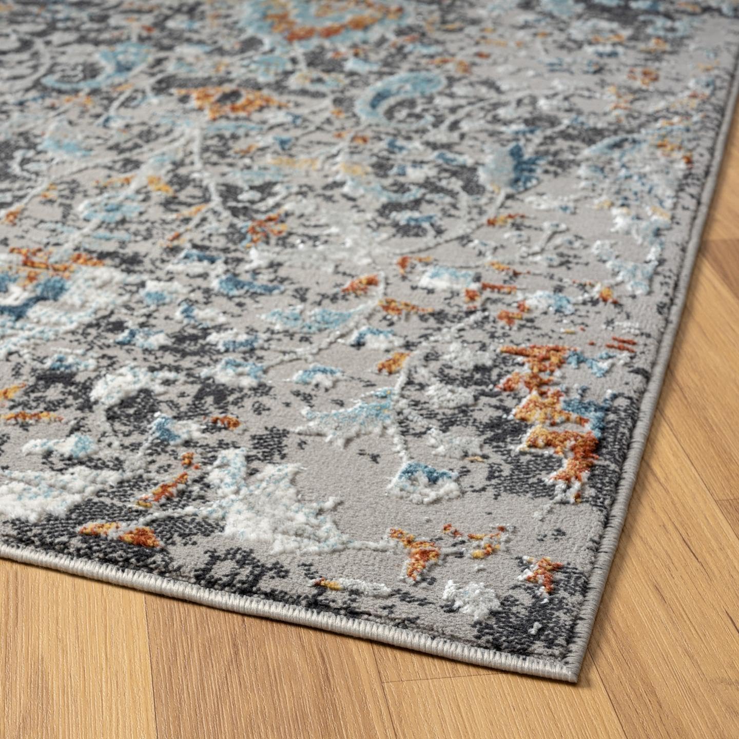 LUXE WEAVERS Vintage Floral Gray Area Rug 4x5 Area Rug