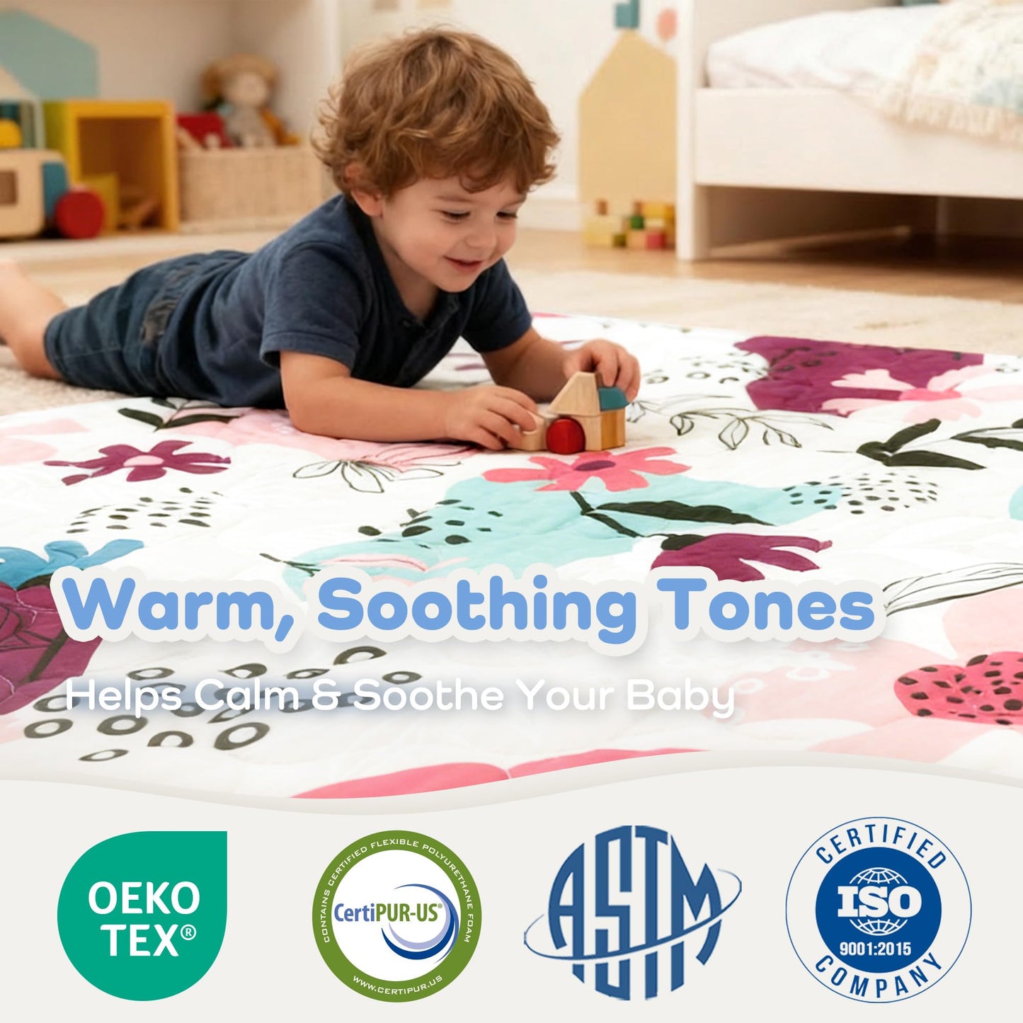 PaPaMat 1.5" Thick Baby Play Mat, 50x50 Removable & Machine Washable Cover