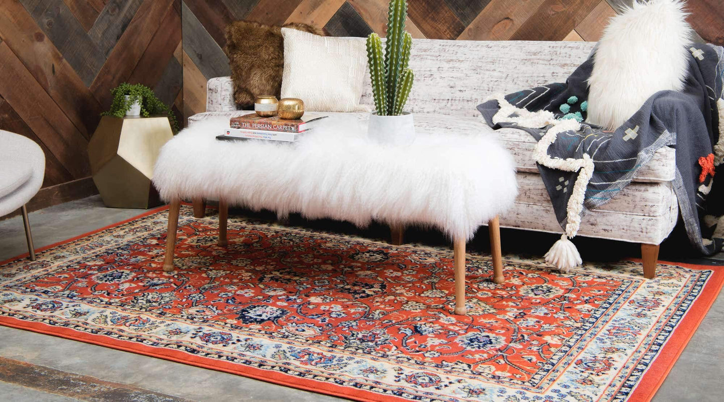 Unique Loom Sialk Hill Collection Area Rug - Washington (4' 1" x 6' 1" Rectangle, Terracotta/ Cream)