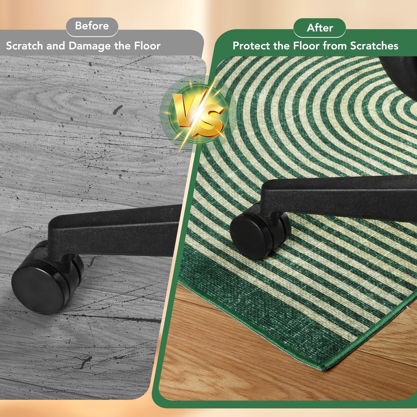 Office Chair Mat for Hardwood Floor&Tile Floor,48"X 60" Heavy Duty Desk Chair Mat for Hard Floors,Under Desk Rug for Rolling Computer Chair,Anti Slip,Low Pile Carpet Floor-Geo Green