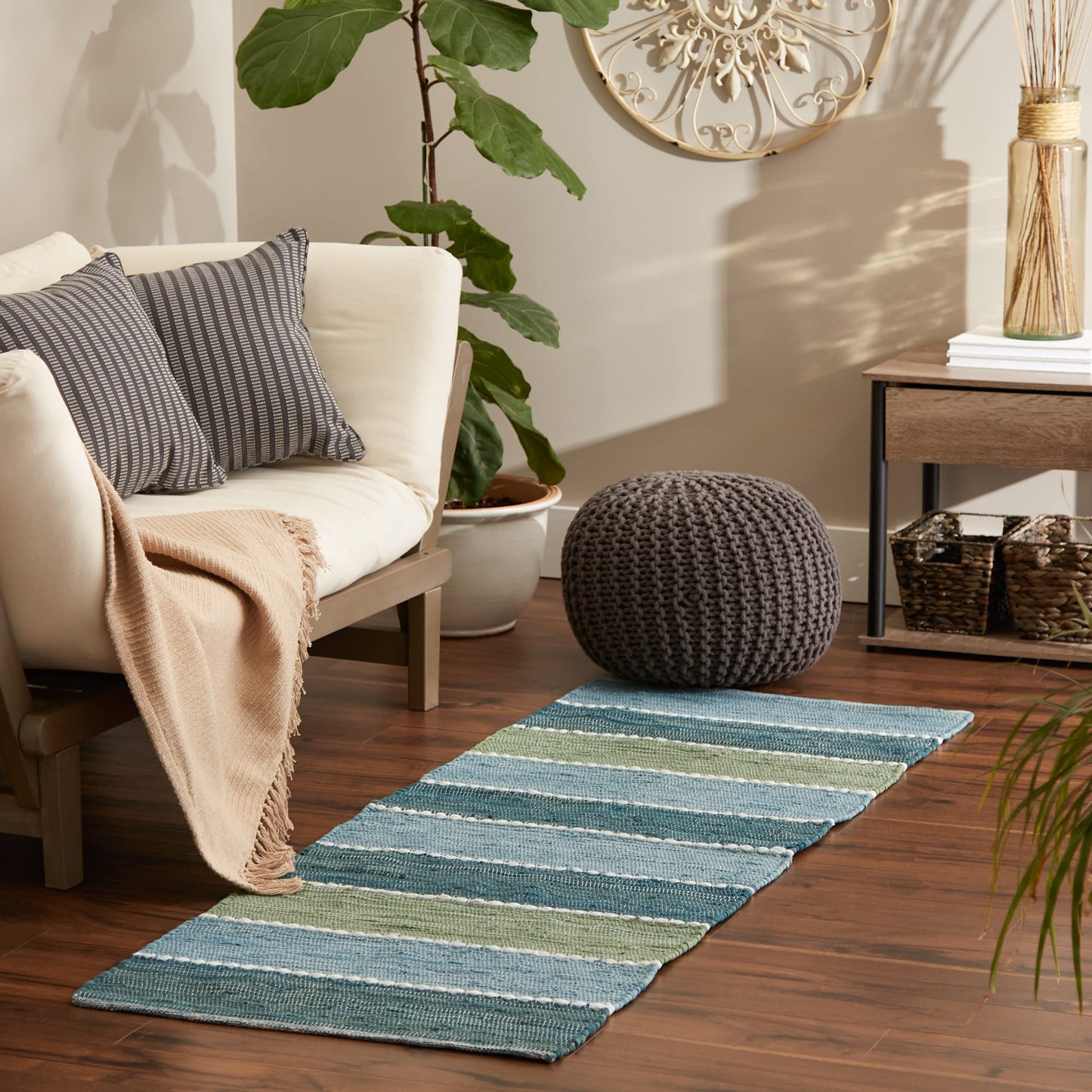 DII Chindi Rug Collection, Reversible, Recycled Yarn, Hand-Dyed, 2 Ft 3in x 6 Ft, Jadeite