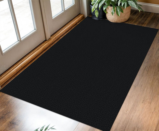 KOZYFLY Washable Entryway Rug 3x5 Ft Area Rugs Cotton Rubber Backed Throw Rugs Indoor Door Mat Kitchen Rugs Braided Floor Carpet for Front Entrance Kitchen Living Room, Black