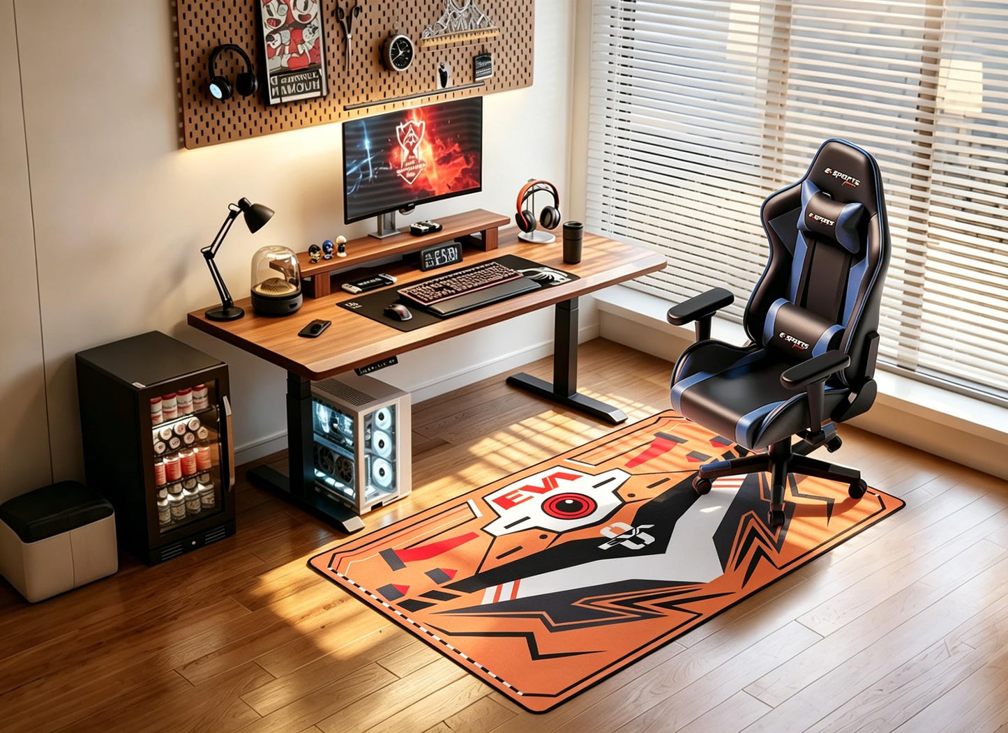 Gaming & Office Chair Mat 43"×71", Neon Genesis Evangelion EVA-00 Inspired Design, Non-Slip Machine Washable Floor Mat for Hardwood Floor