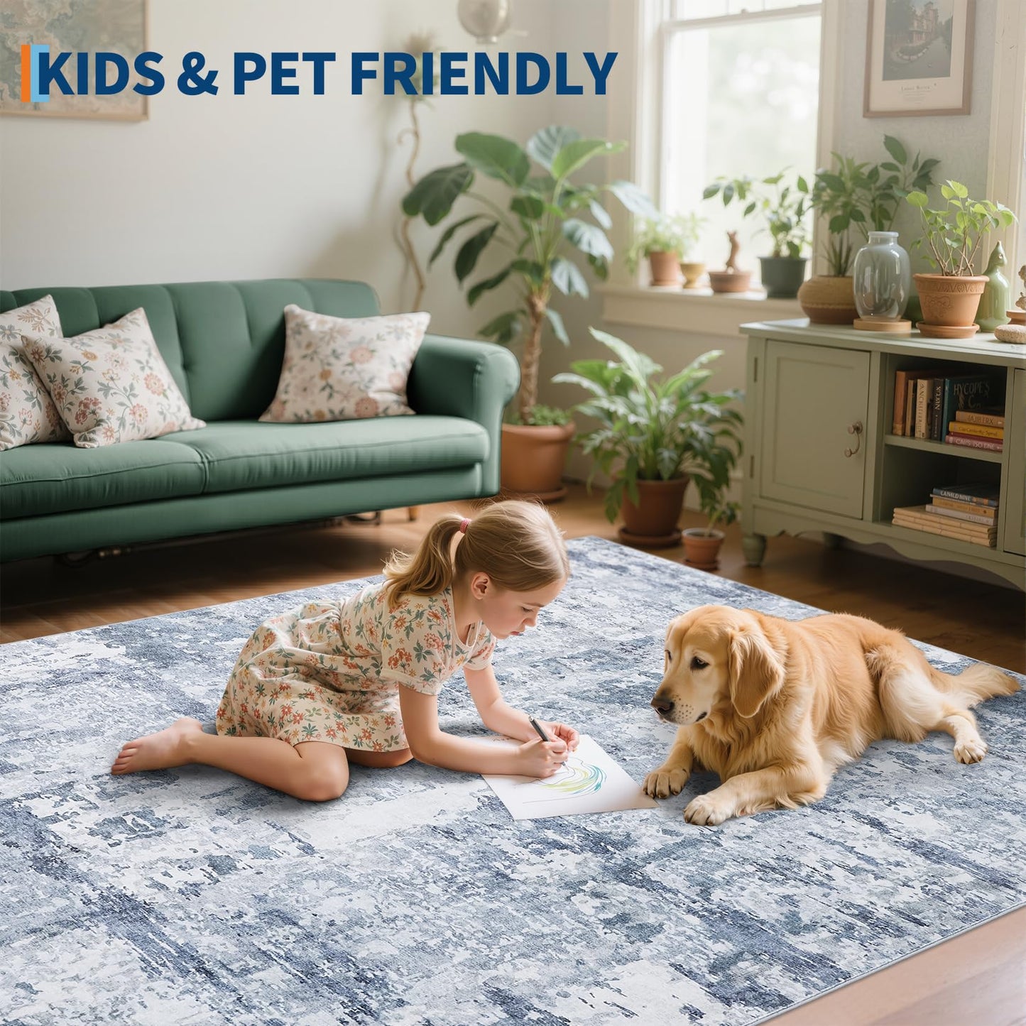 GarveeHome Large Area Rugs 10x14 for Living Room, Abstract Washable Rug Modern Non Slip Floor Mat Carpet Indoor Thin Accent Rug for Bedroom Dining Room Playroom Nursery Home Decor